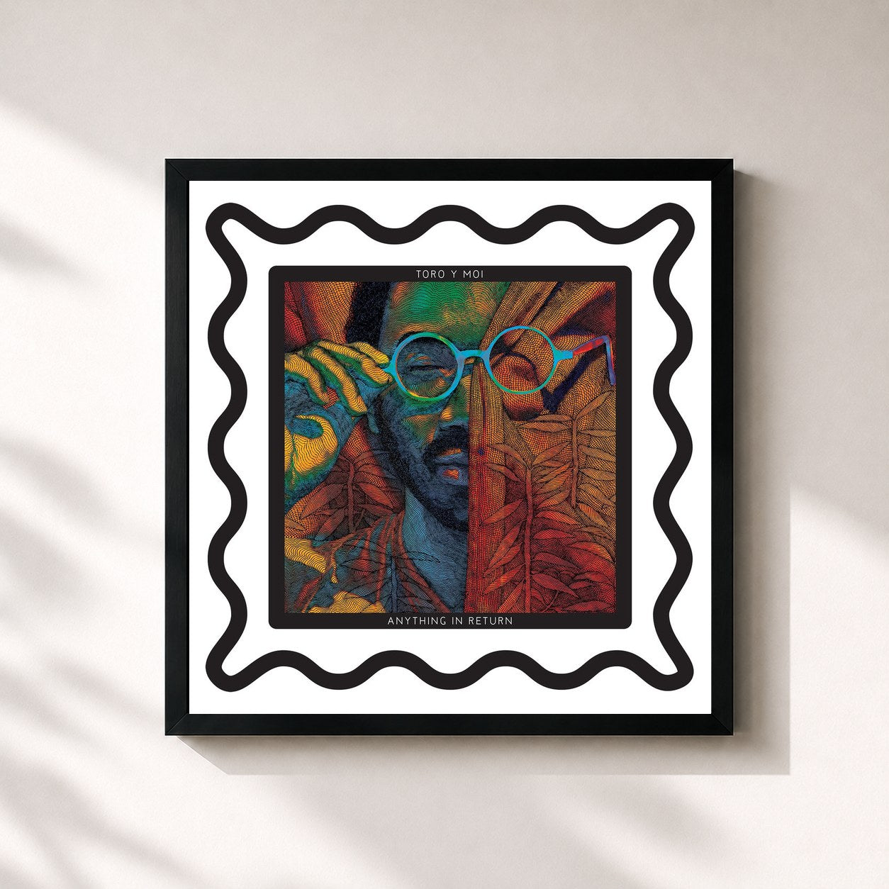#noir Tableau carré de l'album Anything in Return de Toro Y Moi, cadre noir 32x32 cm