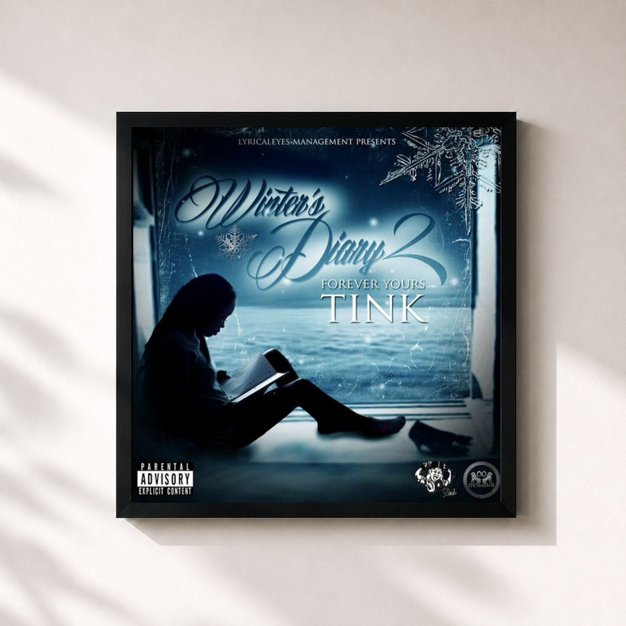 #noir Tableau carré de l'album Winter's Diary 2: Forever Yours de Tink, cadre noir 32x32 cm
