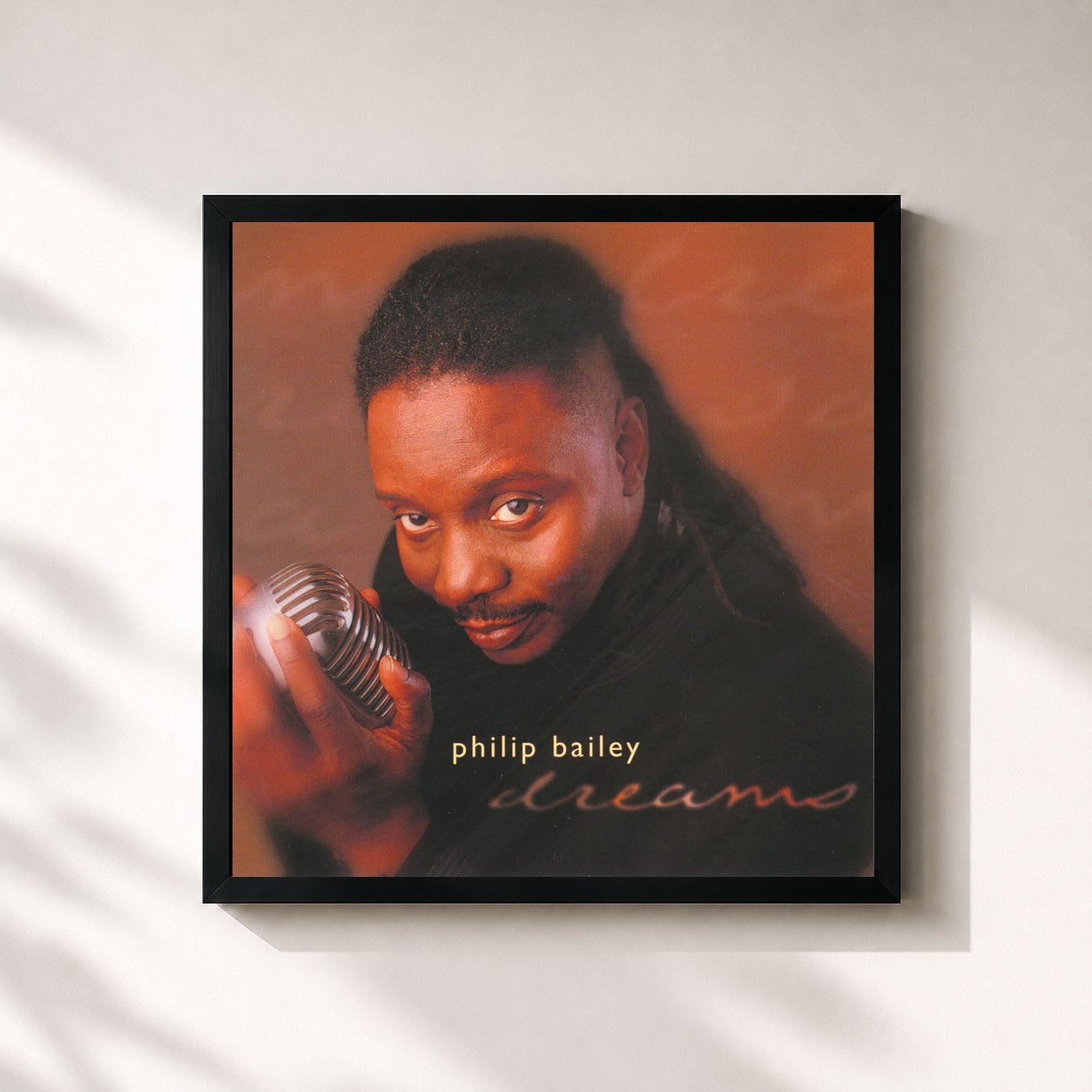 #noir Tableau carré de l'album Dreams de Philip Bailey, cadre noir 32x32 cm
