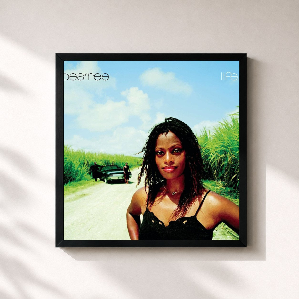 #noir Tableau carré de l'album Life de Des'ree, cadre noir 32x32 cm