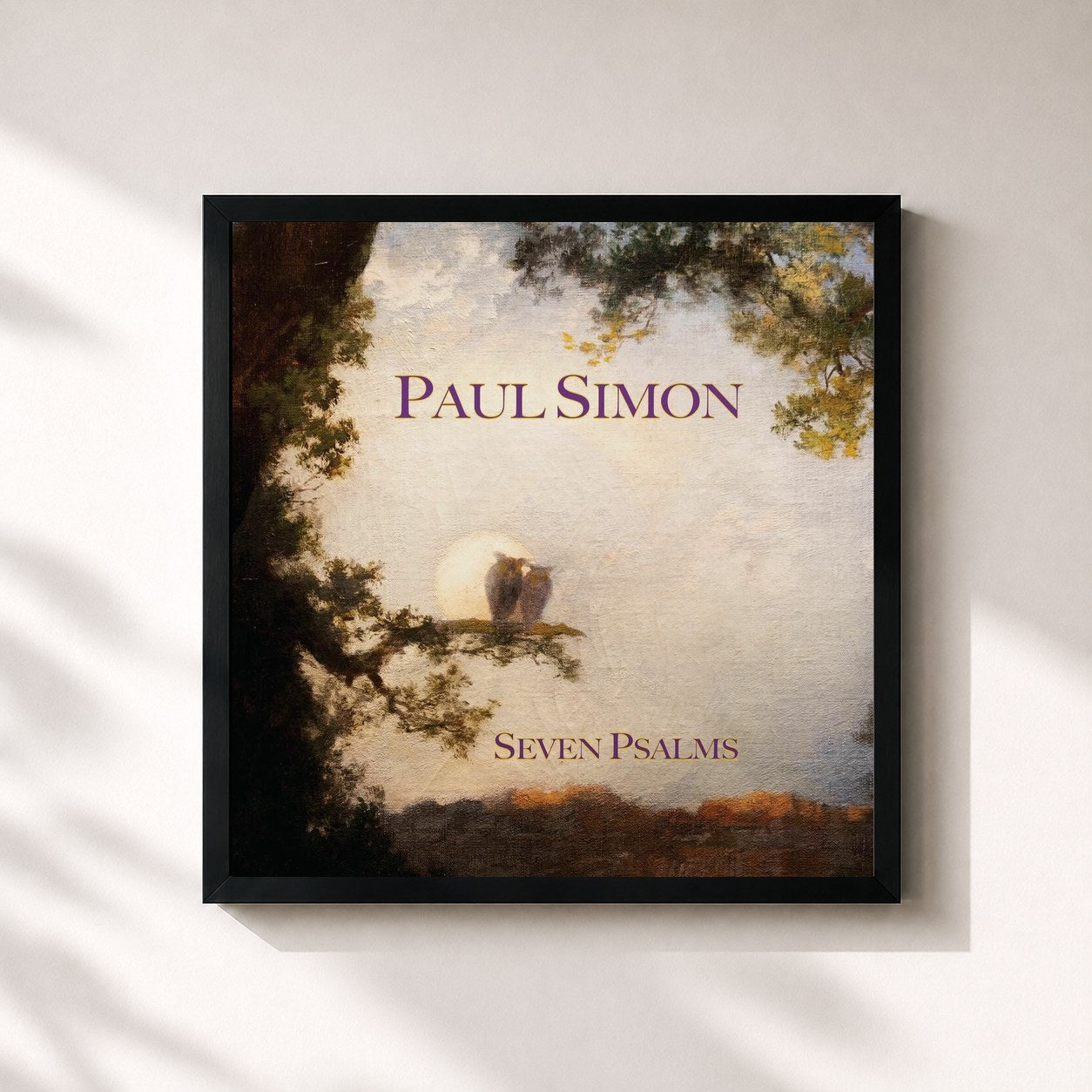 #noir Tableau carré de l'album Seven Psalms de Paul Simon, cadre noir 32x32 cm