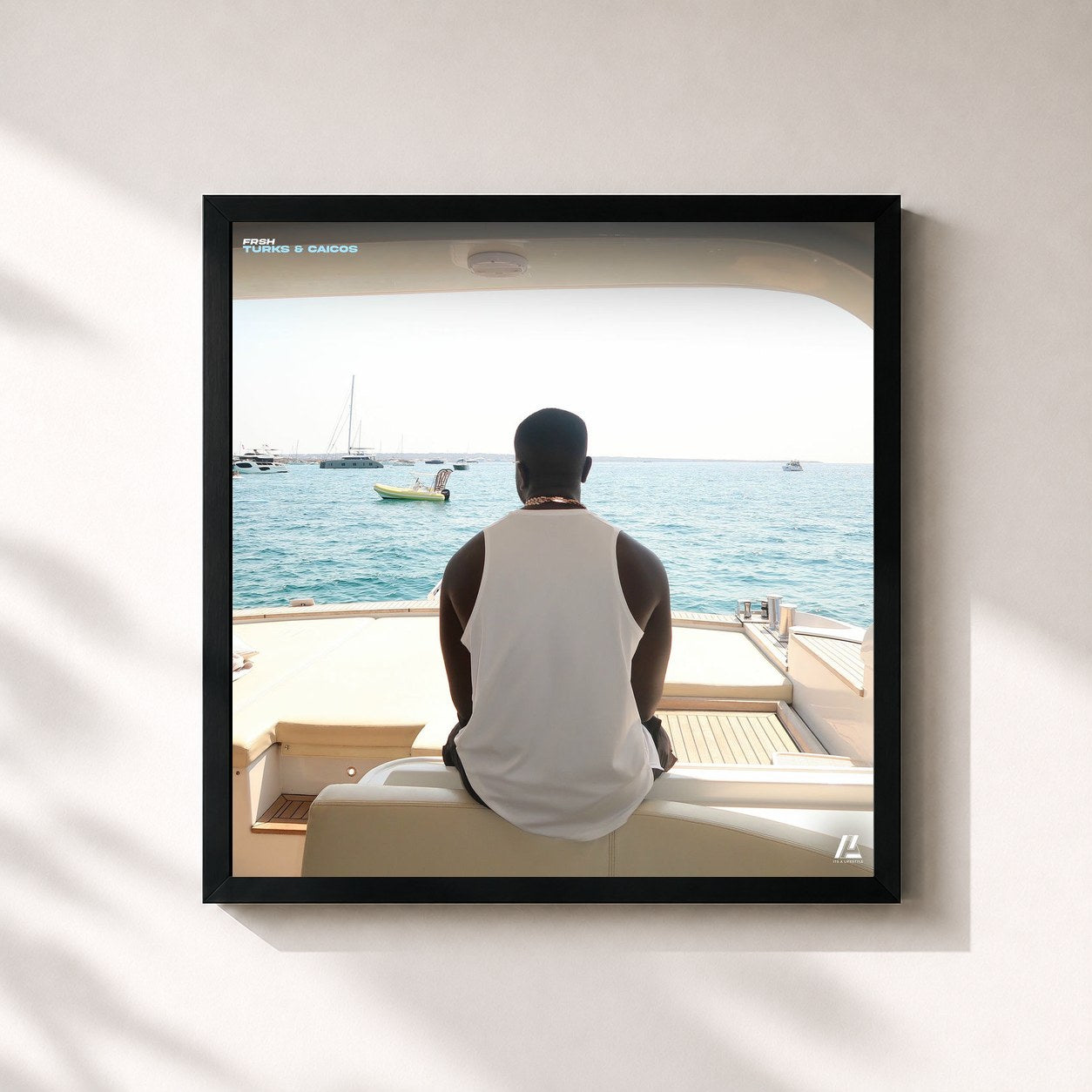 #noir Tableau carré de l'album Turks & Caicos de Frsh, cadre noir 32x32 cm