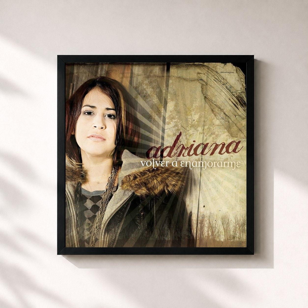 #noir Tableau carré de l'album Volver A Enamorame de Adriana, cadre noir 32x32 cm