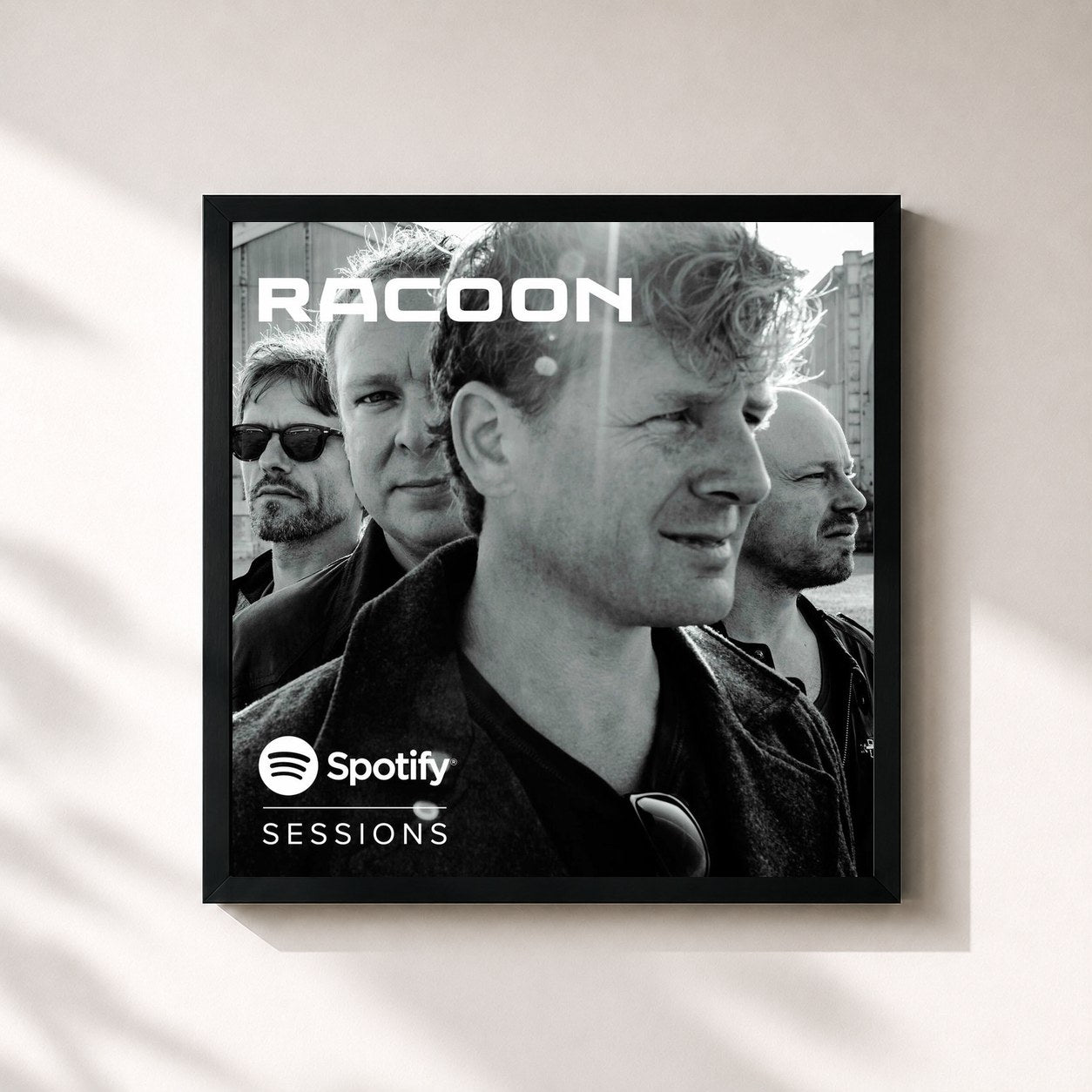 #noir Tableau carré de l'album Spotify Sessions de Racoon, cadre noir 32x32 cm