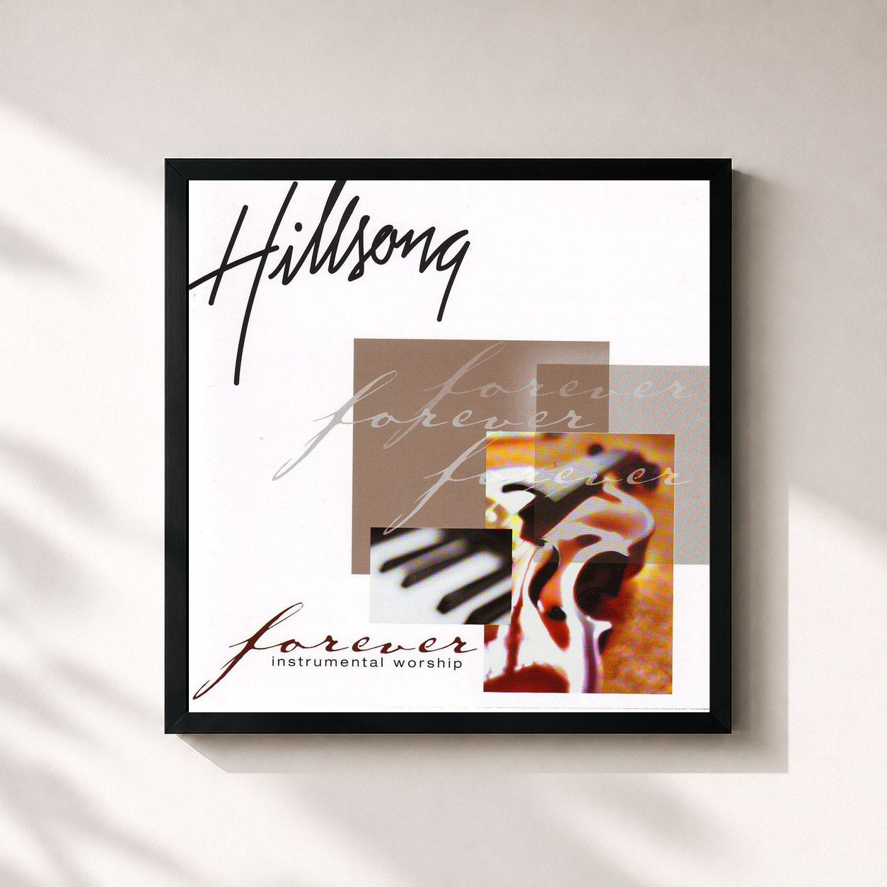 #noir Tableau carré de l'album Forever (Instrumental) de Hillsong Worship, cadre noir 32x32 cm