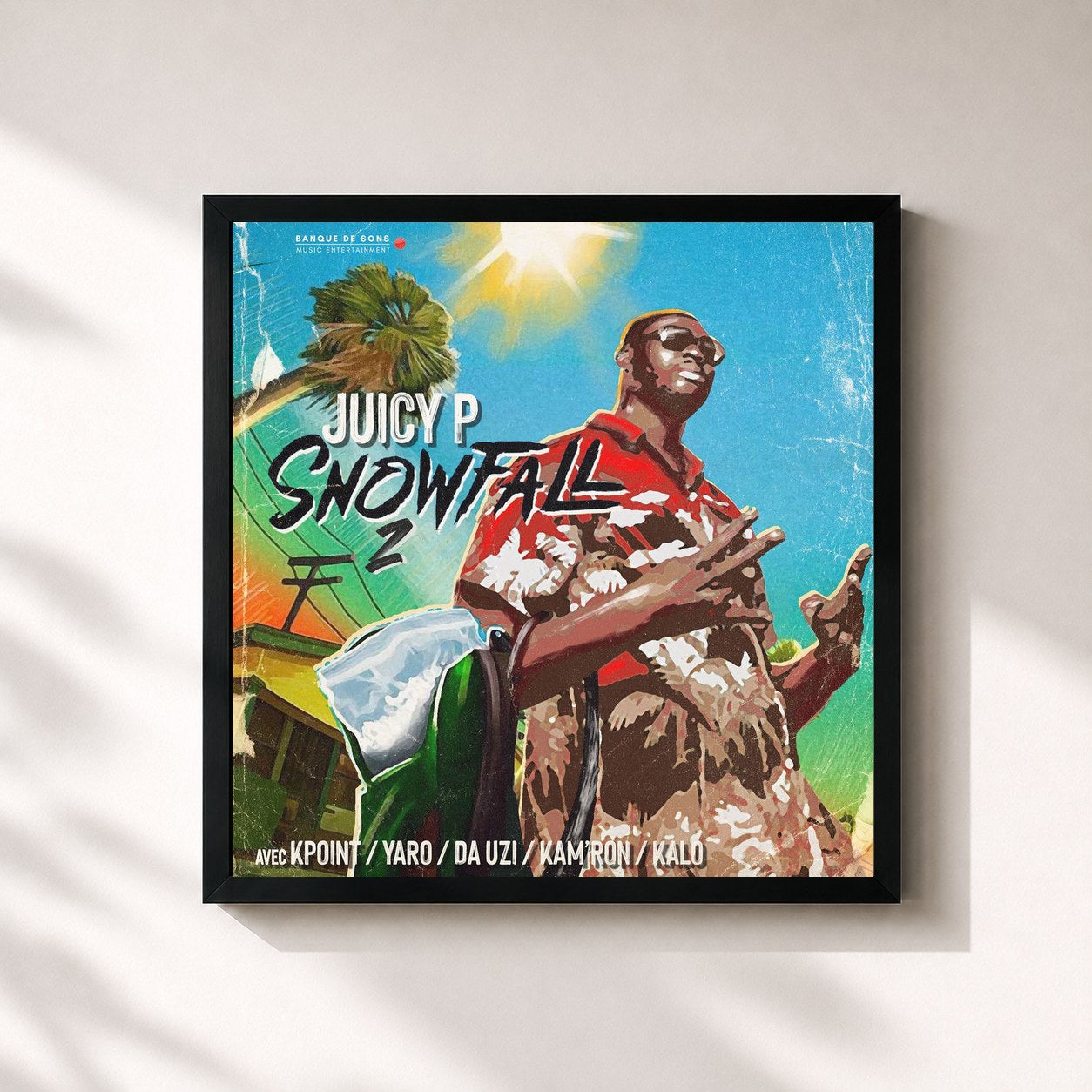 #noir Tableau carré de l'album Snowfall #2 de Juicy P, cadre noir 32x32 cm
