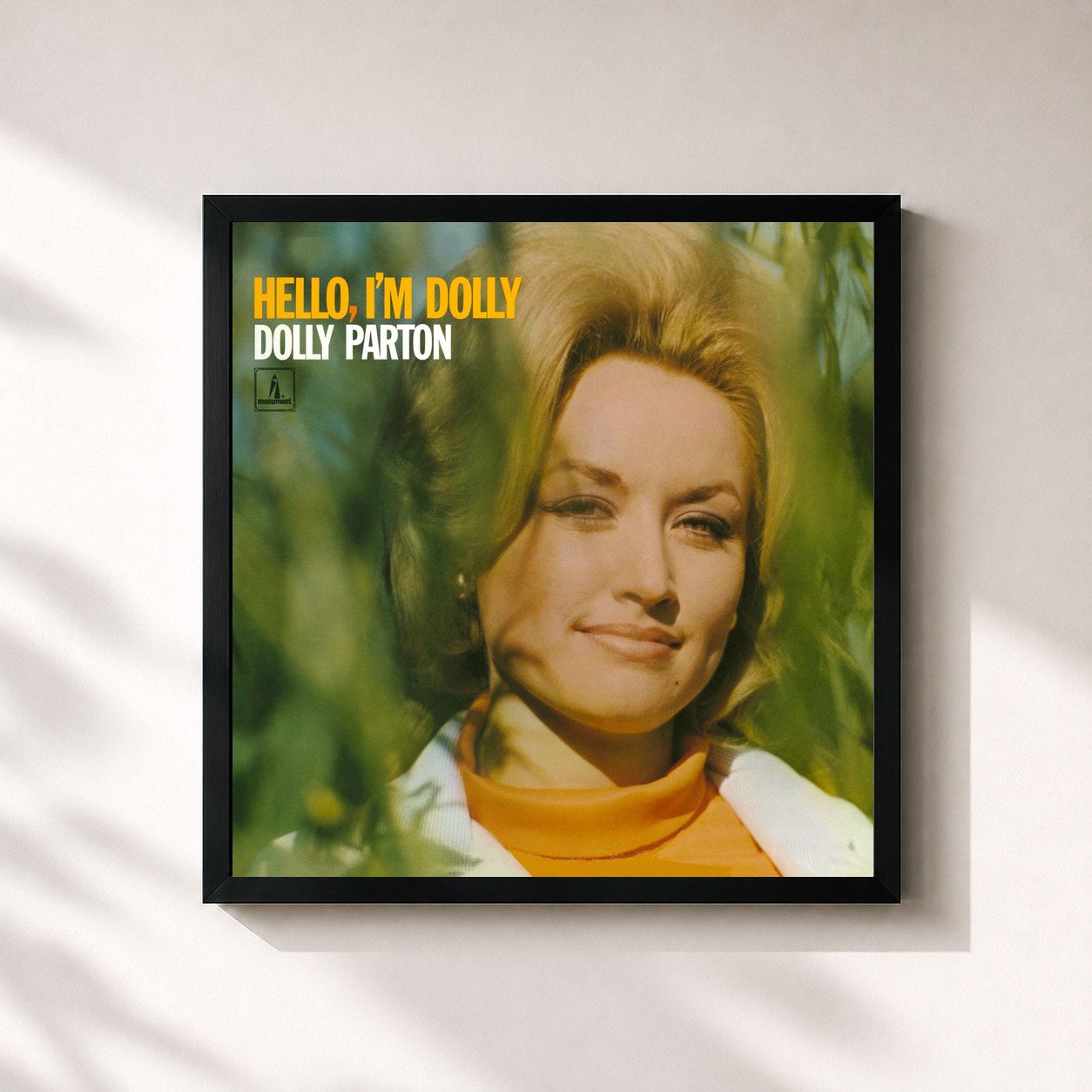 #noir Tableau carré de l'album Hello, I'm Dolly de Dolly Parton, cadre noir 32x32 cm
