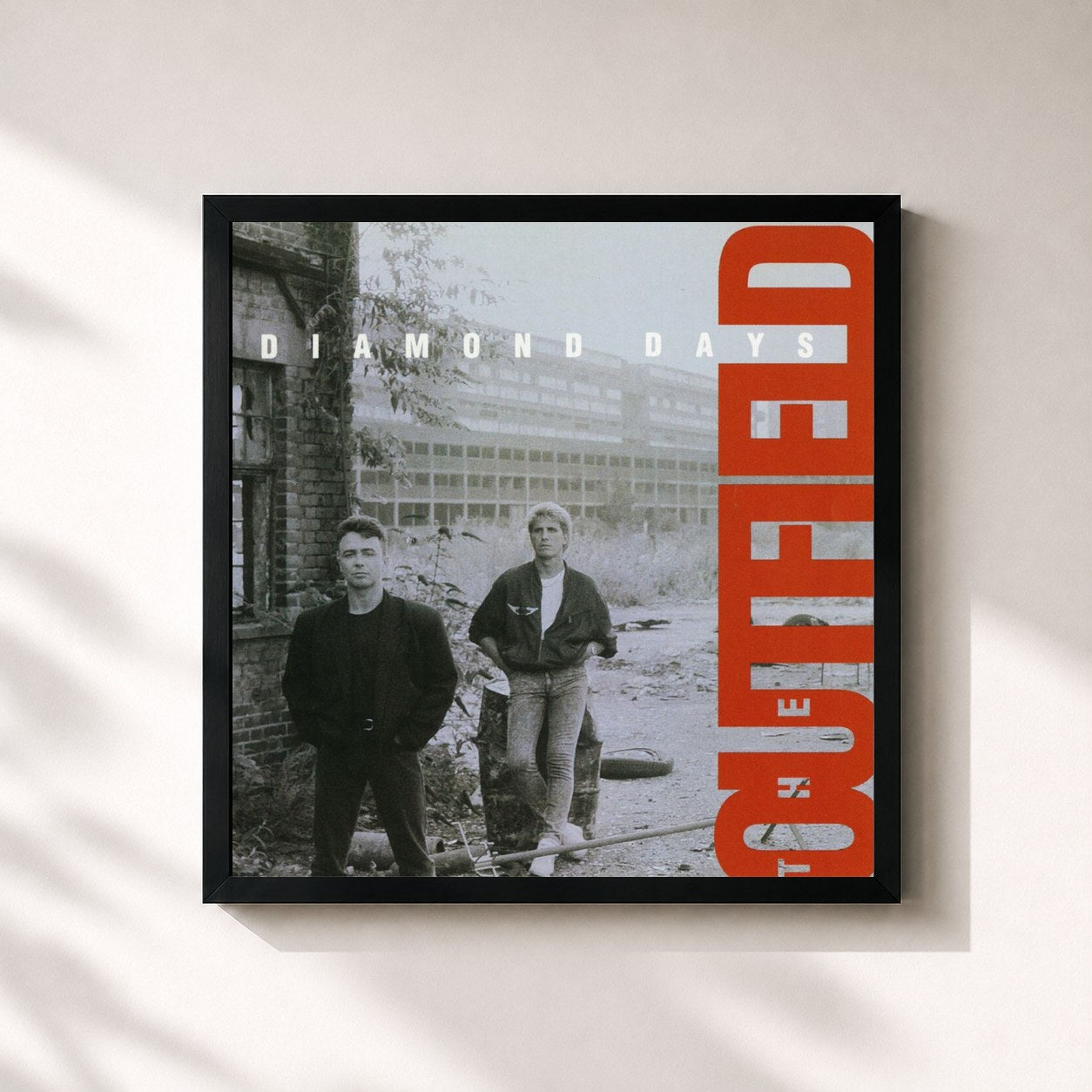 #noir Tableau carré de l'album Diamond Days de The Outfield, cadre noir 32x32 cm