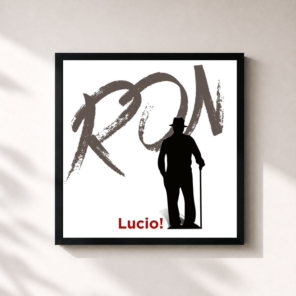 #noir Tableau carré de l'album Lucio! de Ron, cadre noir 32x32 cm