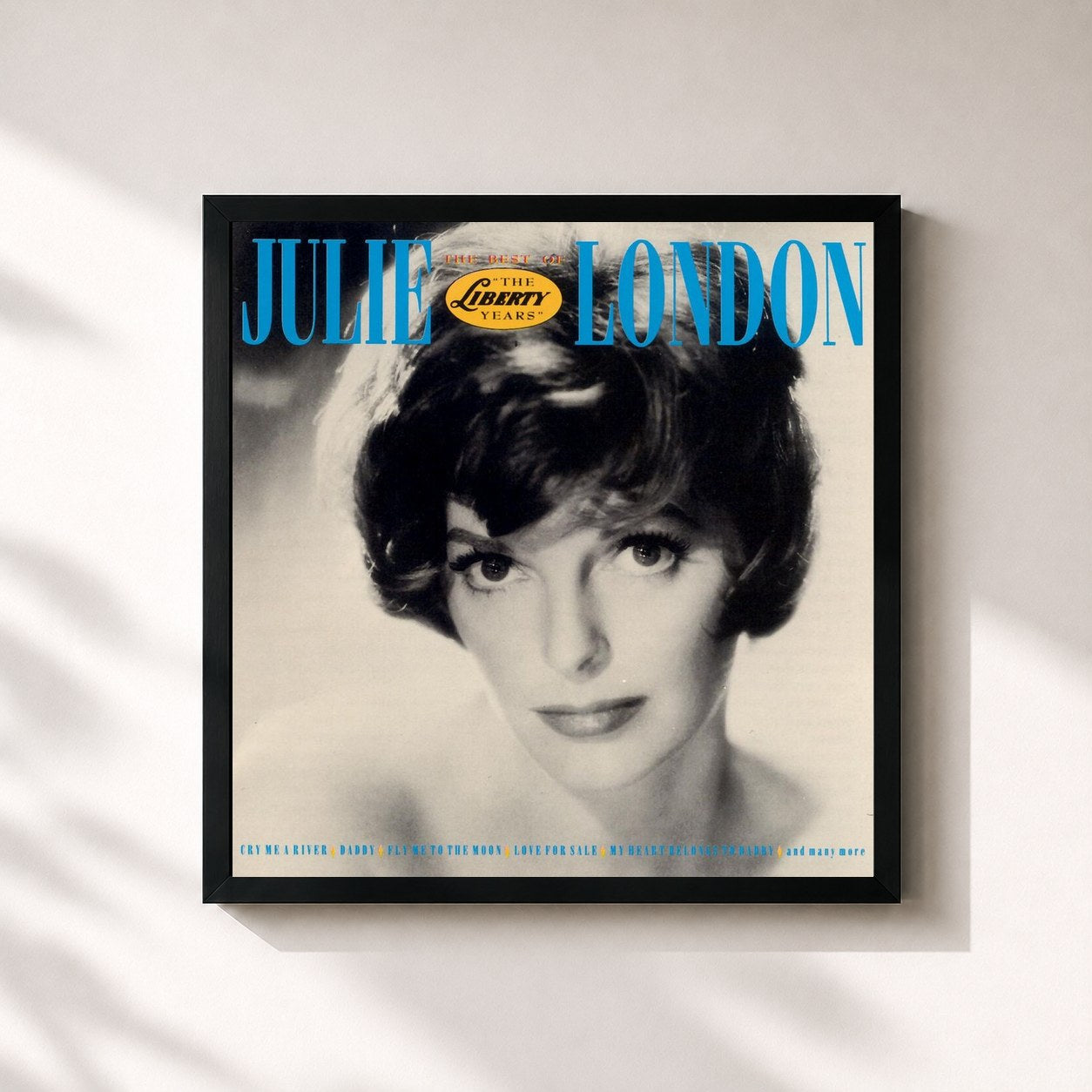 #noir Tableau carré de l'album The Liberty Years de Julie London, cadre noir 32x32 cm