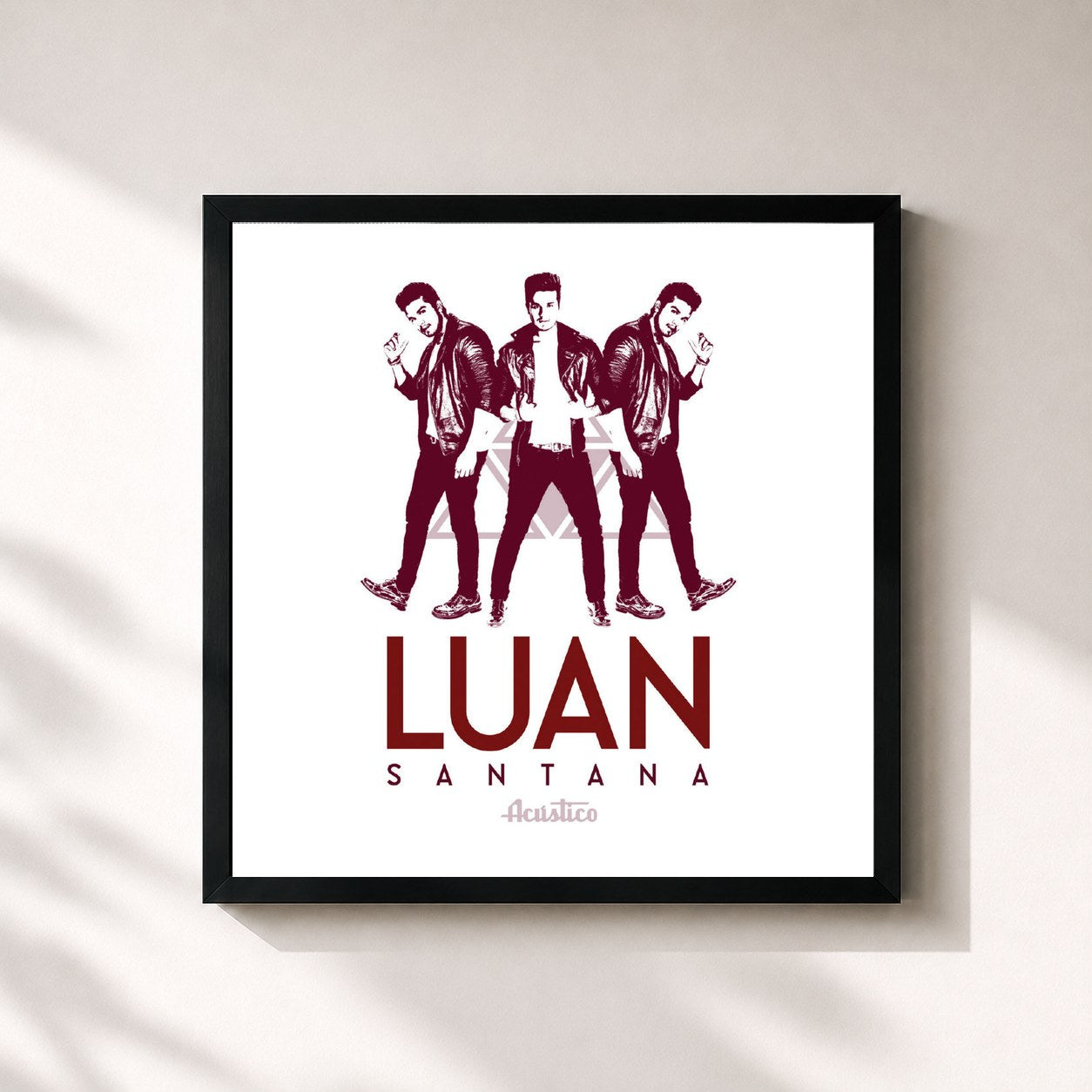 #noir Tableau carré de l'album Acústico (Ao Vivo) de Luan Santana, cadre noir 32x32 cm