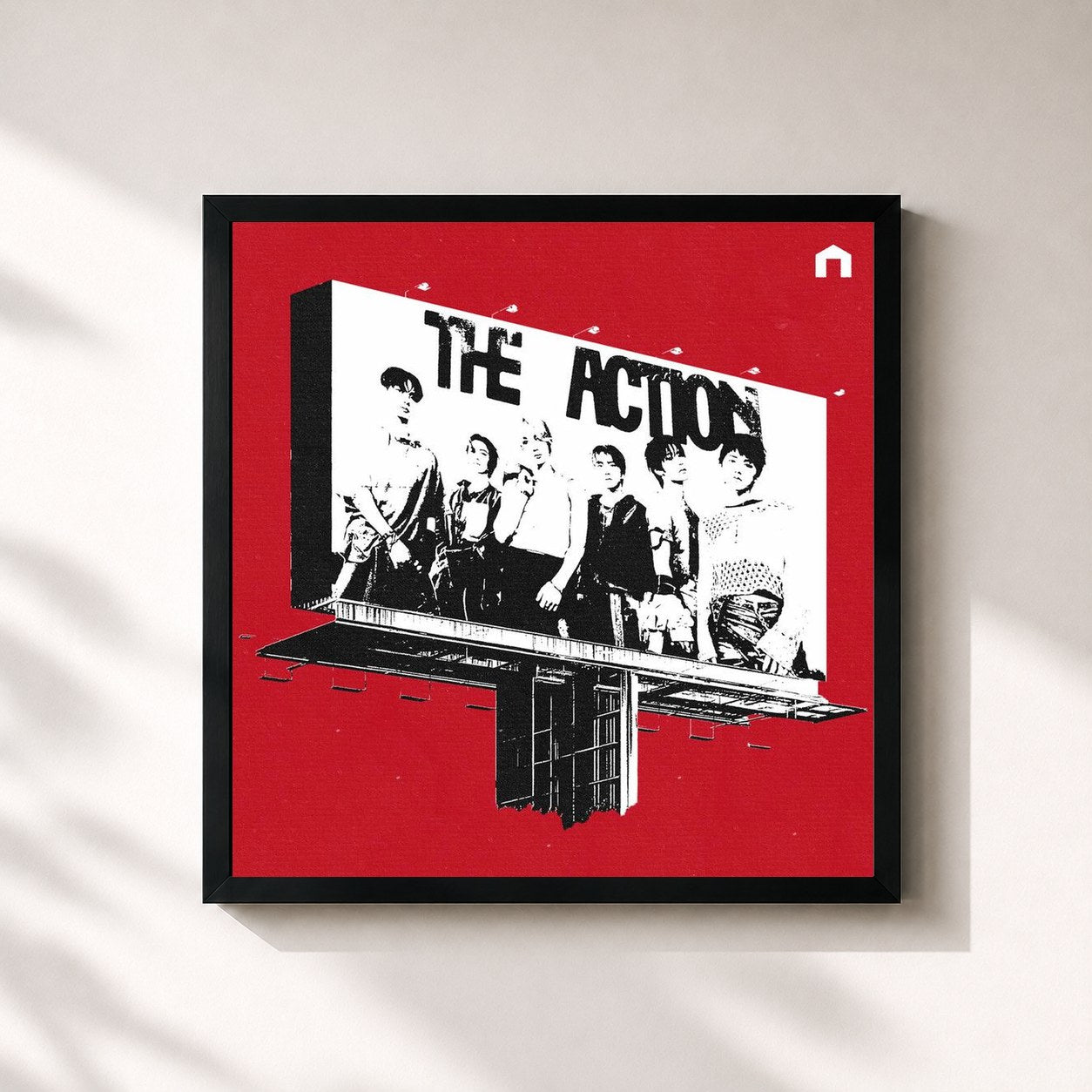 #noir Tableau carré de l'album The Action de BOYNEXTDOOR, cadre noir 32x32 cm