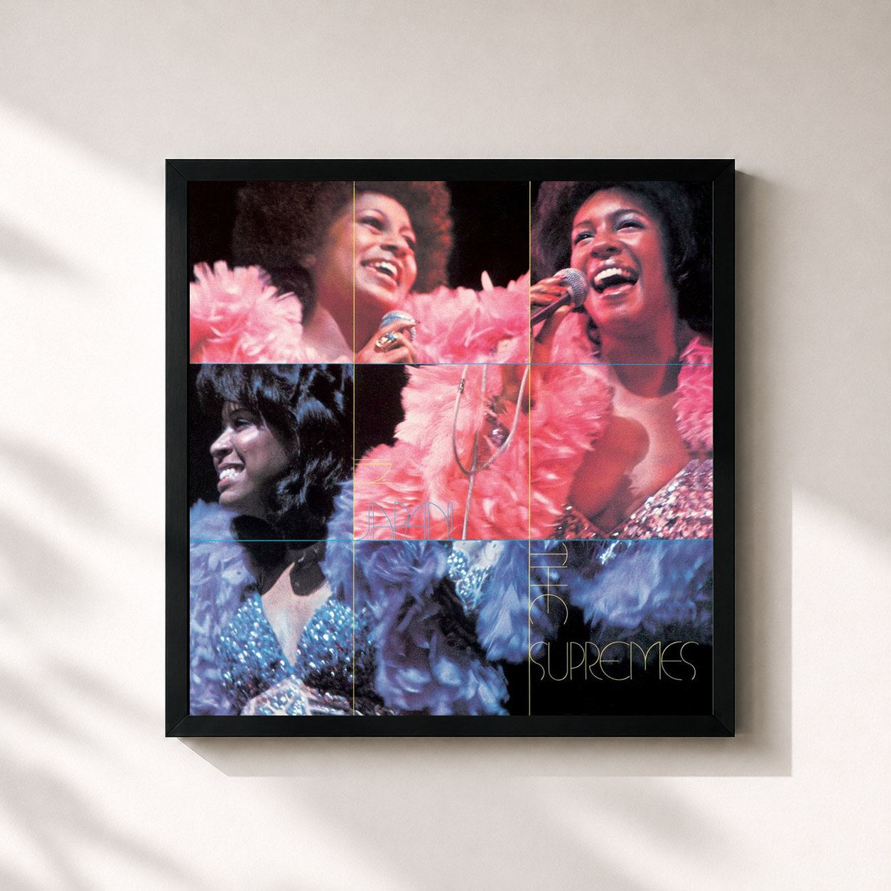 #noir Tableau carré de l'album In Japan! de The Supremes, cadre noir 32x32 cm