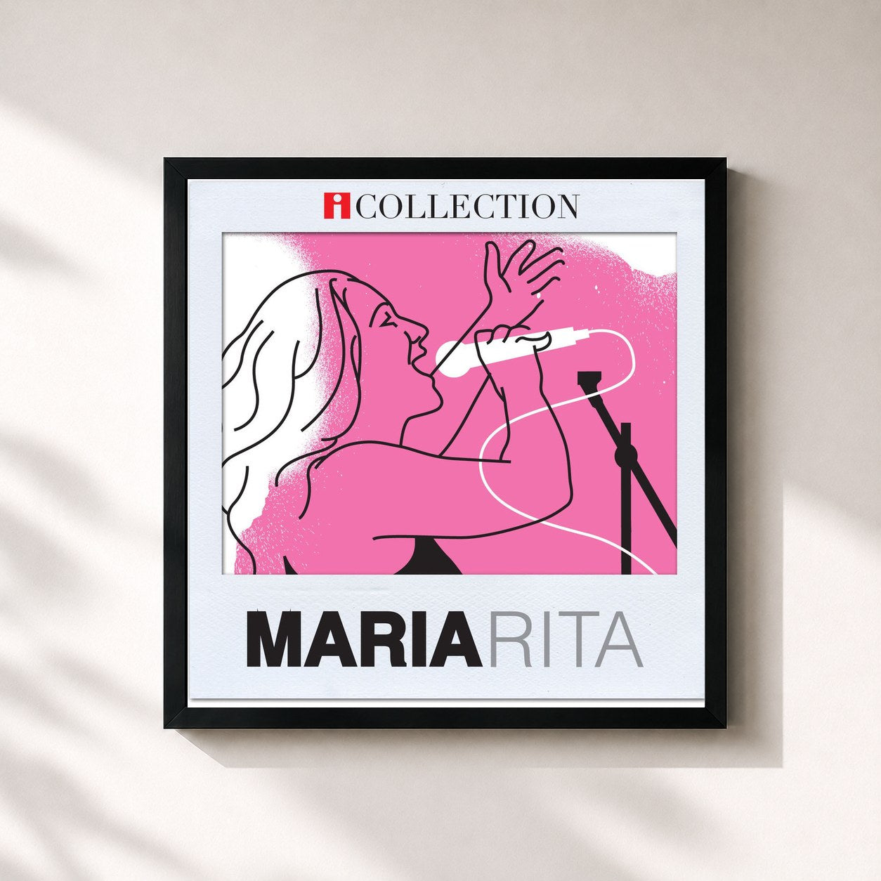 #noir Tableau carré de l'album iCollection de Maria Rita, cadre noir 32x32 cm