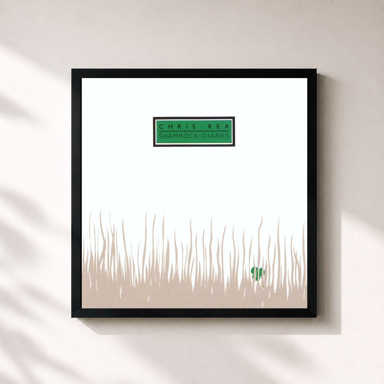#noir Tableau carré de l'album Shamrock Diaries de Chris Rea, cadre noir 32x32 cm