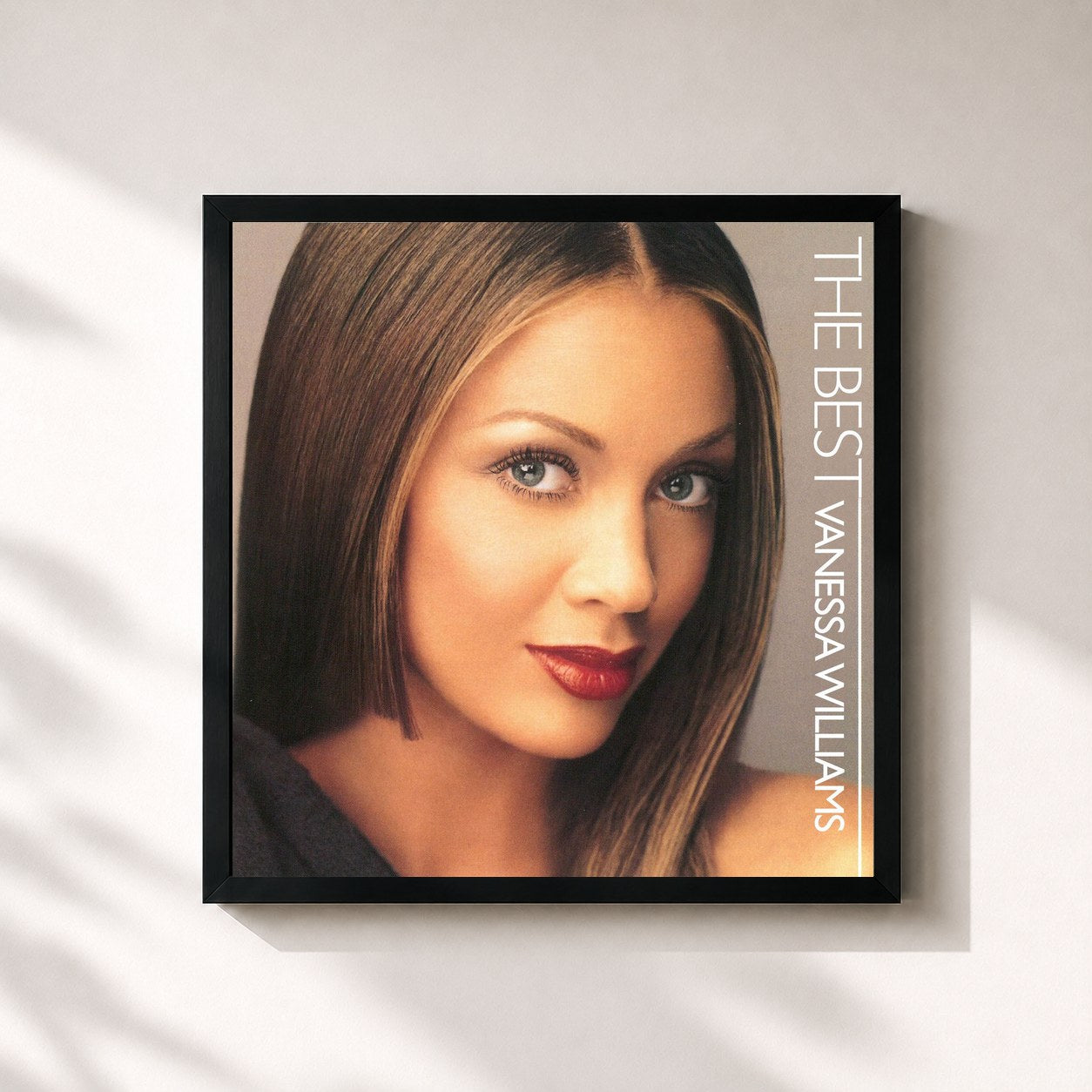 #noir Tableau carré de l'album The Best de Vanessa Williams, cadre noir 32x32 cm