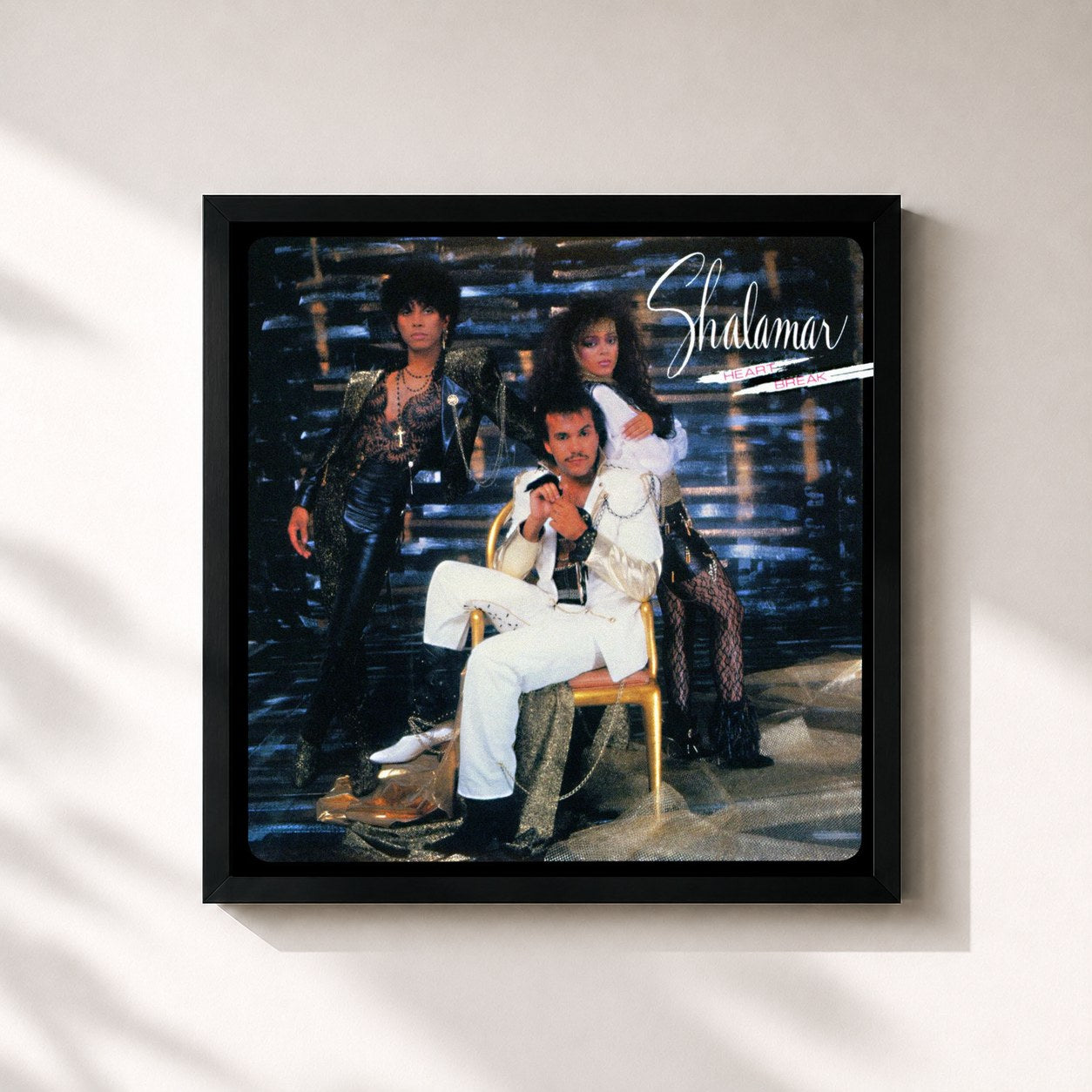 #noir Tableau carré de l'album Heartbreak de Shalamar, cadre noir 32x32 cm
