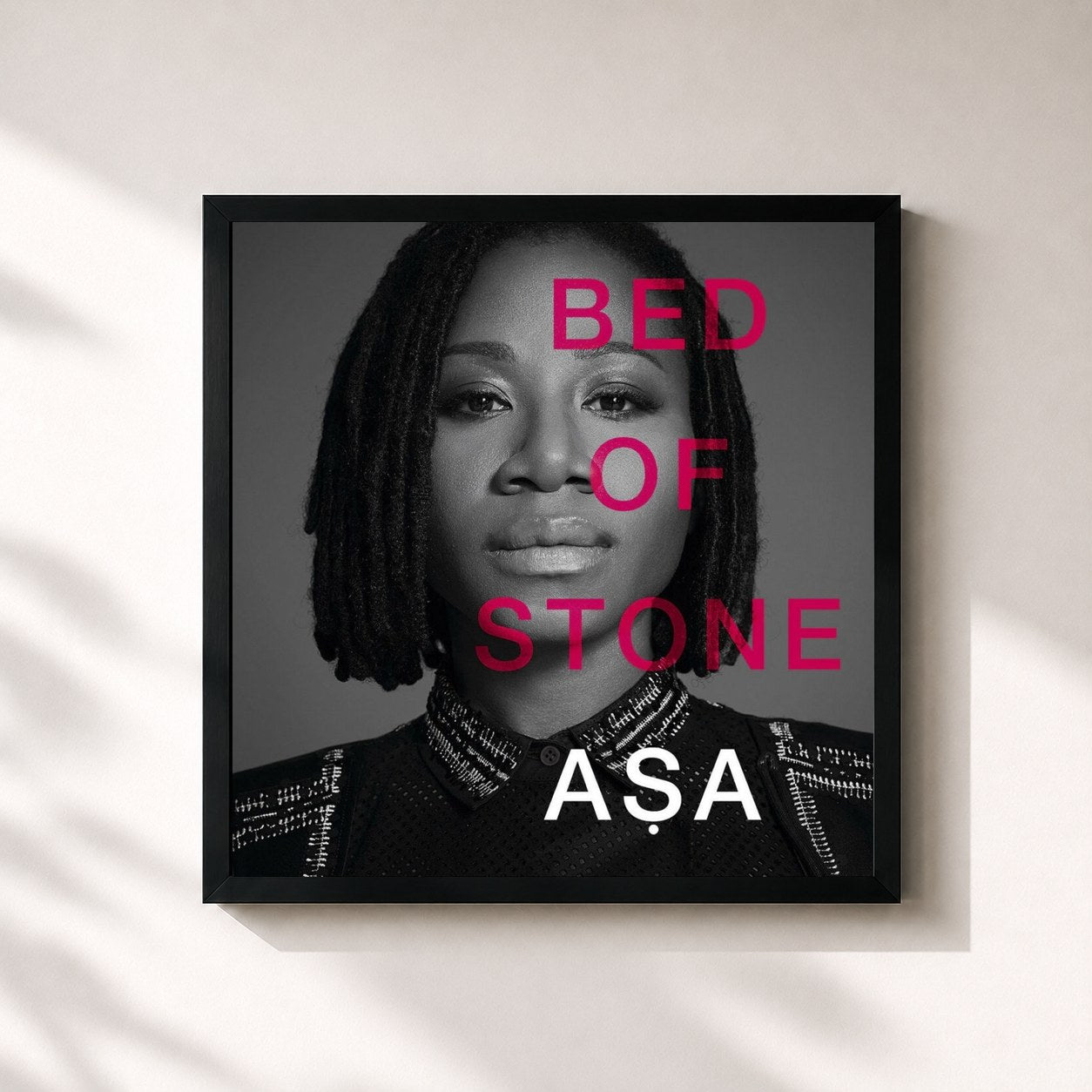#noir Tableau carré de l'album Bed of Stone de Aṣa, cadre noir 32x32 cm