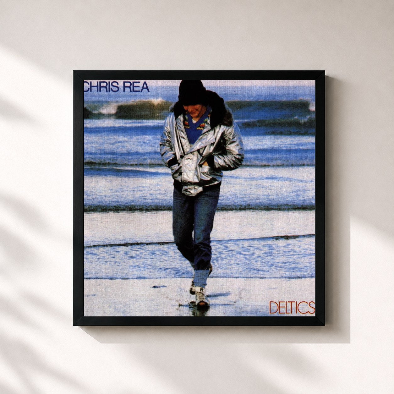 #noir Tableau carré de l'album Deltics de Chris Rea, cadre noir 32x32 cm