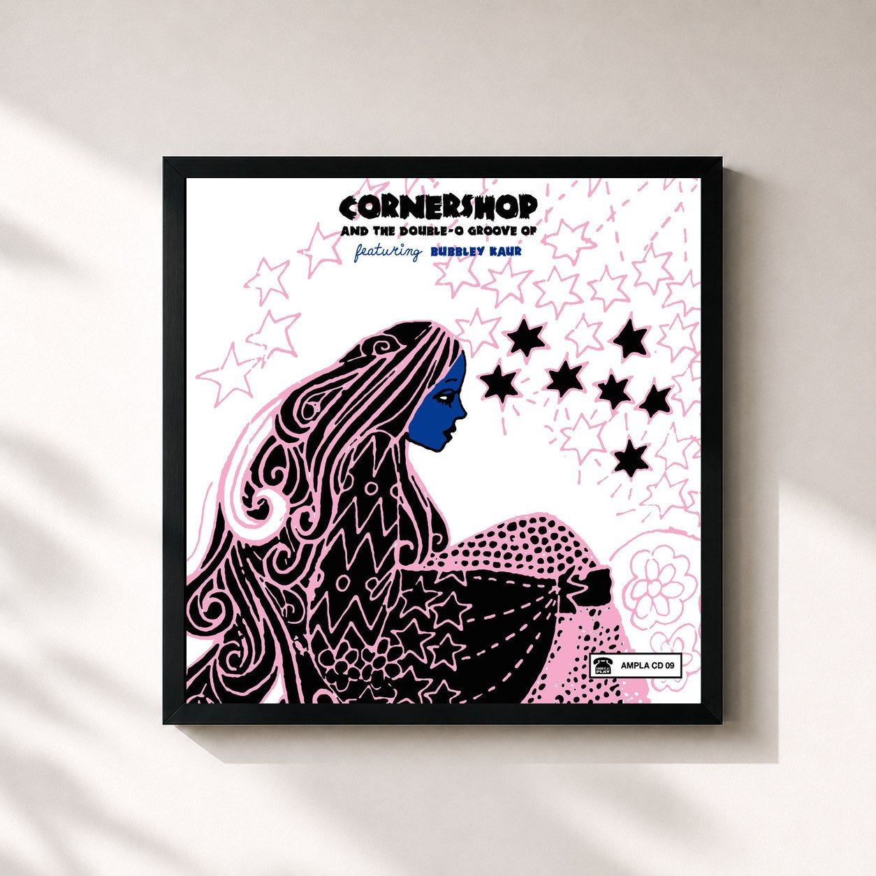 #noir Tableau carré de l'album Cornershop & The Double 'O' Groove Of de Cornershop, cadre noir 32x32 cm