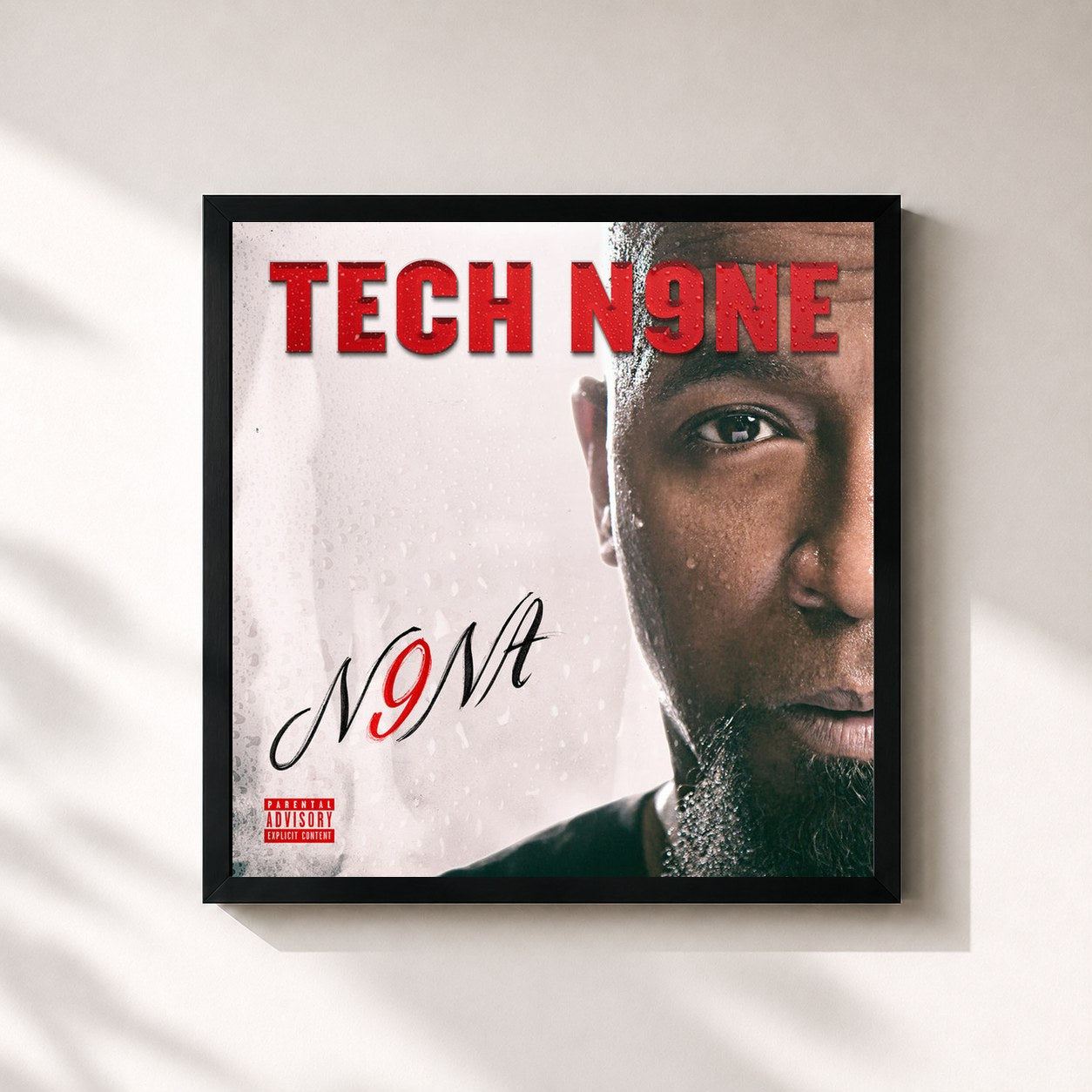 #noir Tableau carré de l'album N9NA de Tech N9ne, cadre noir 32x32 cm
