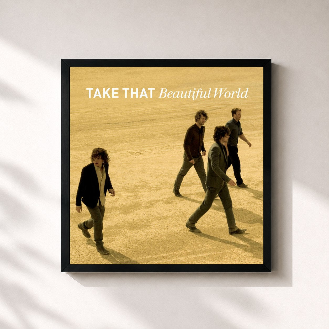 #noir Tableau carré de l'album Beautiful World de Take That, cadre noir 32x32 cm