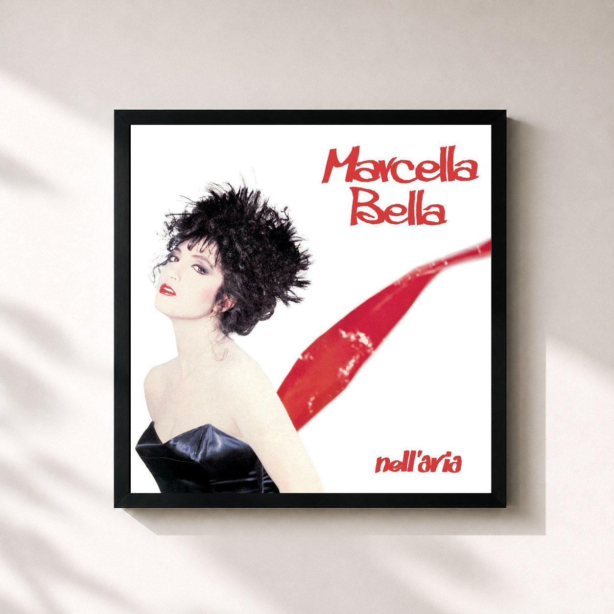 #noir Tableau carré de l'album Nell'aria de Marcella Bella, cadre noir 32x32 cm