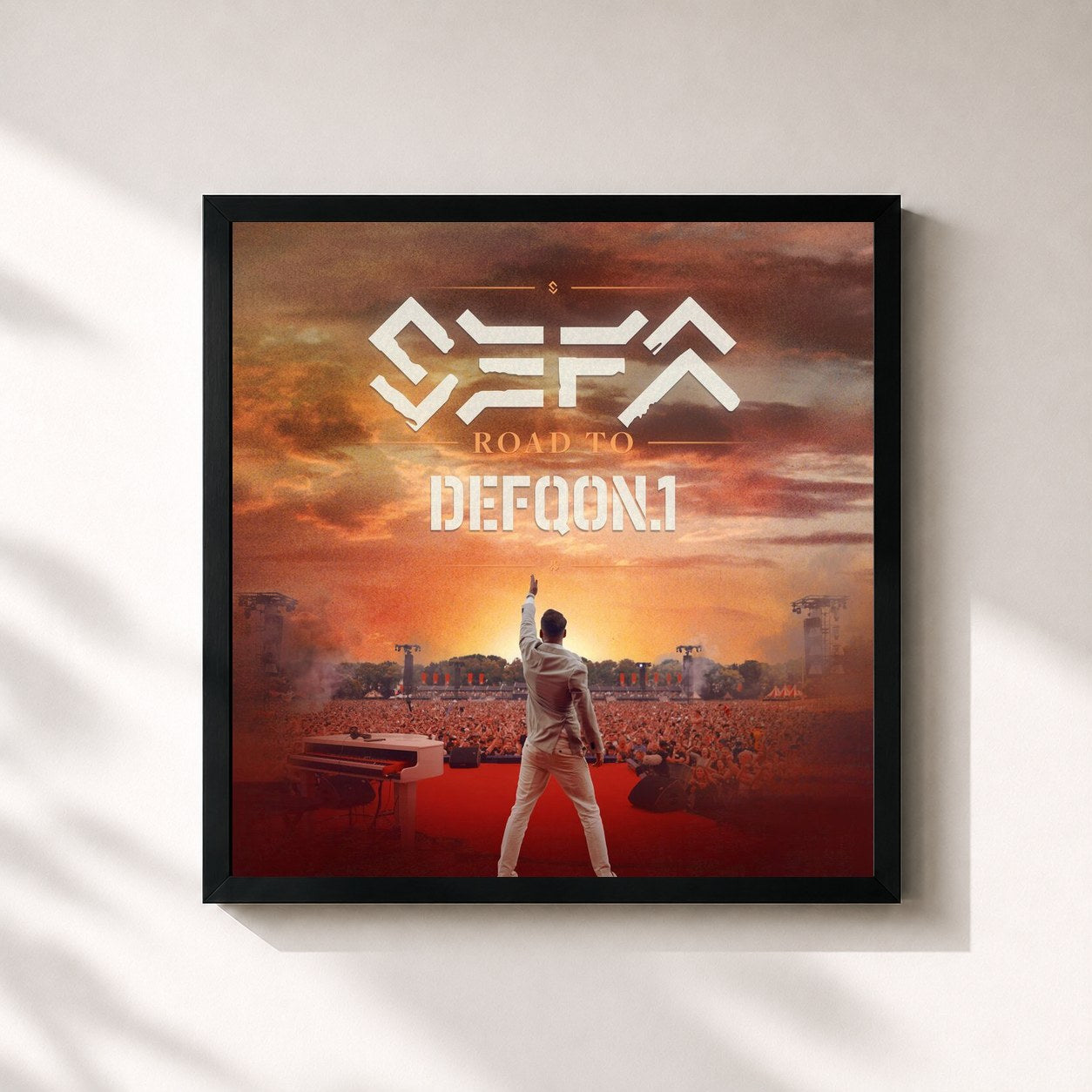 #noir Tableau carré de l'album Road To Defqon.1 OST de Sefa, cadre noir 32x32 cm