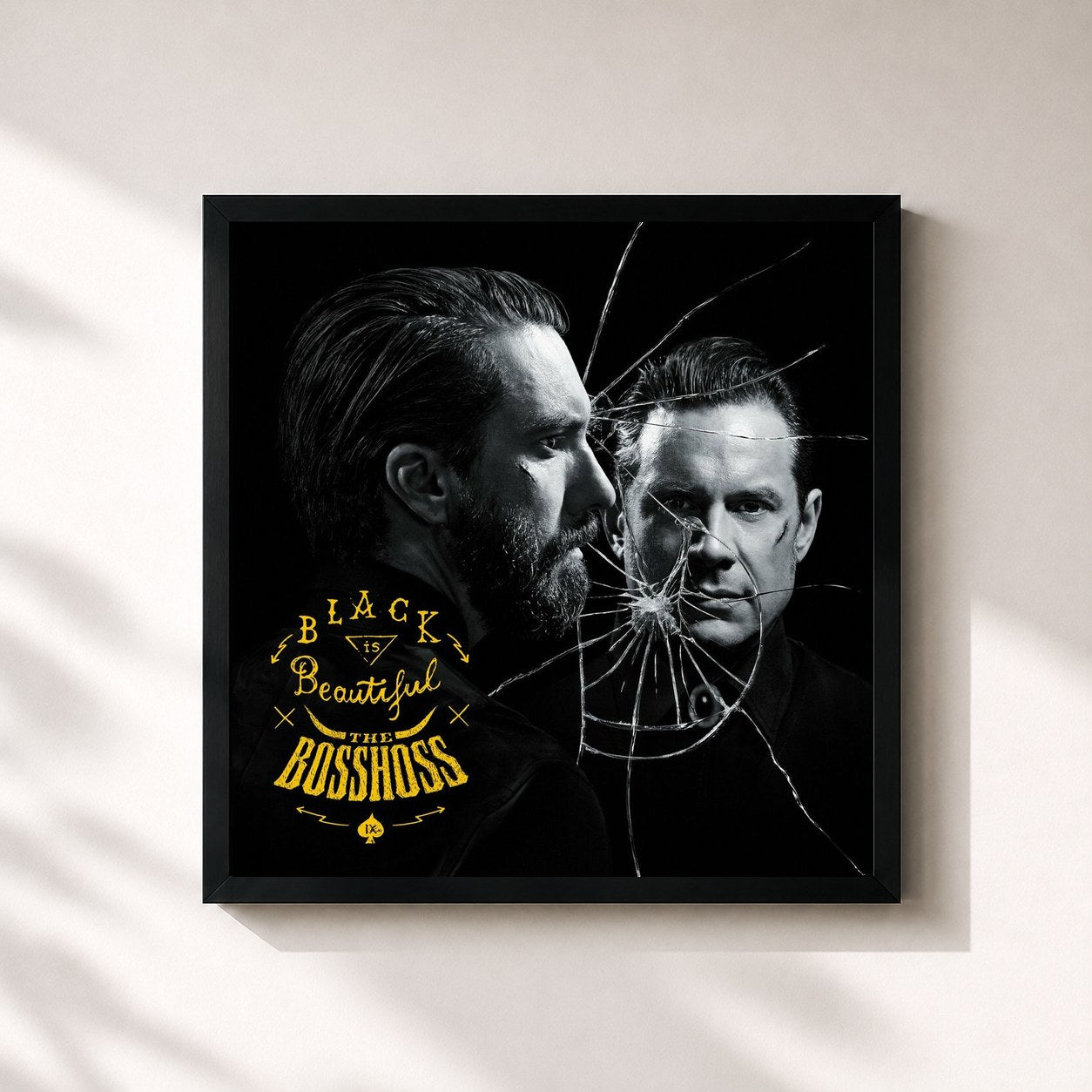 #noir Tableau carré de l'album Black Is Beautiful de The BossHoss, cadre noir 32x32 cm