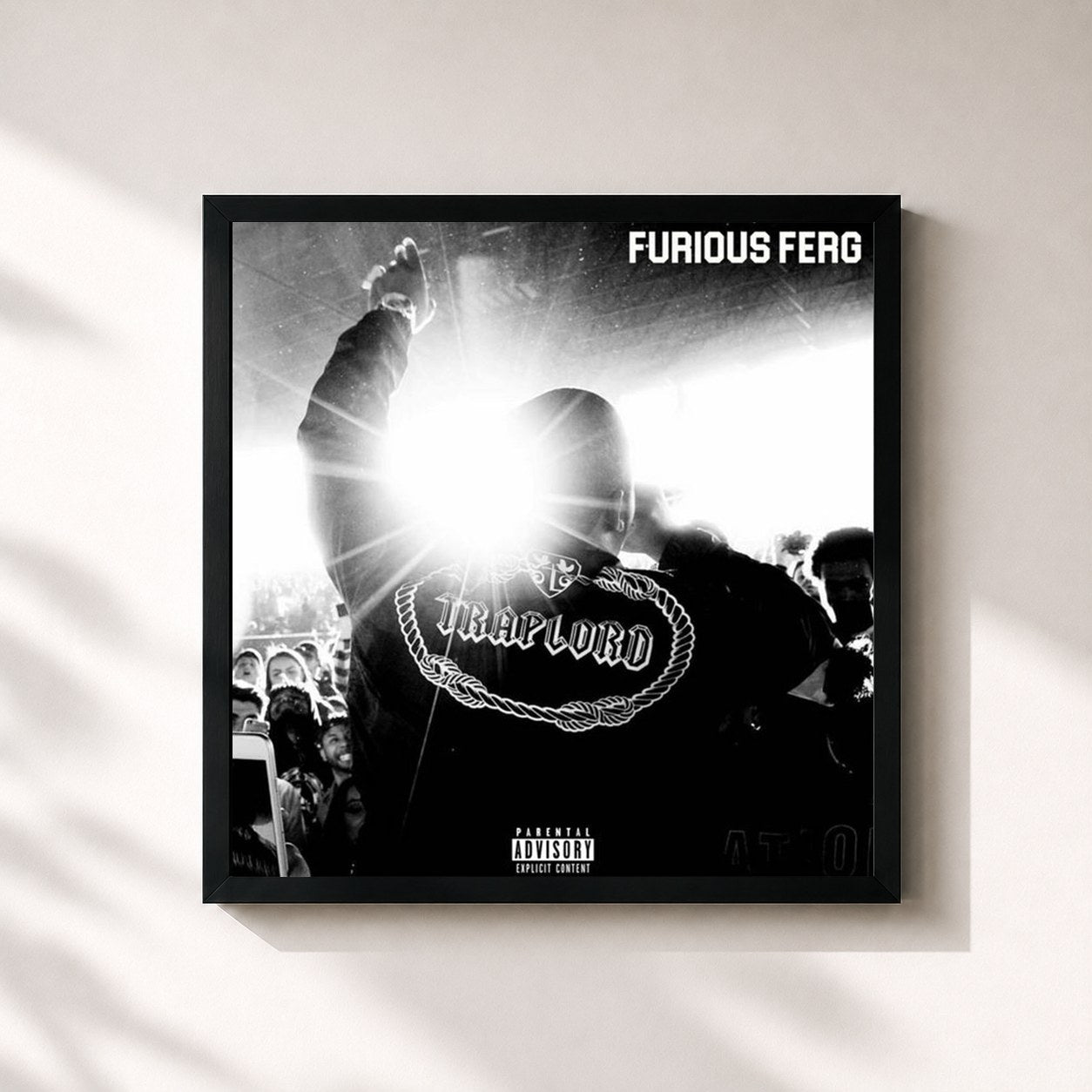 #noir Tableau carré de l'album Furious Ferg de A$AP Ferg, cadre noir 32x32 cm