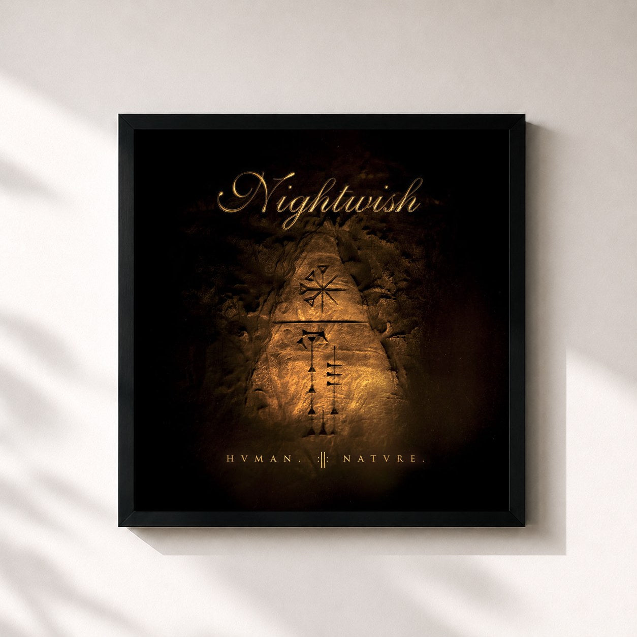 #noir Tableau carré de l'album HUMAN. :II: NATURE. de Nightwish, cadre noir 32x32 cm