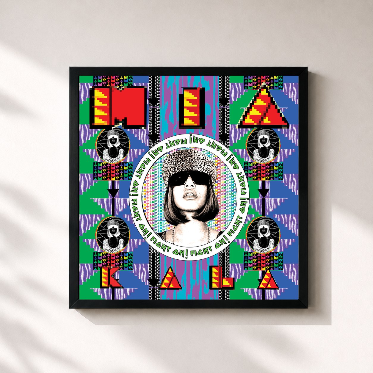 #noir Tableau carré de l'album Kala de M.I.A., cadre noir 32x32 cm
