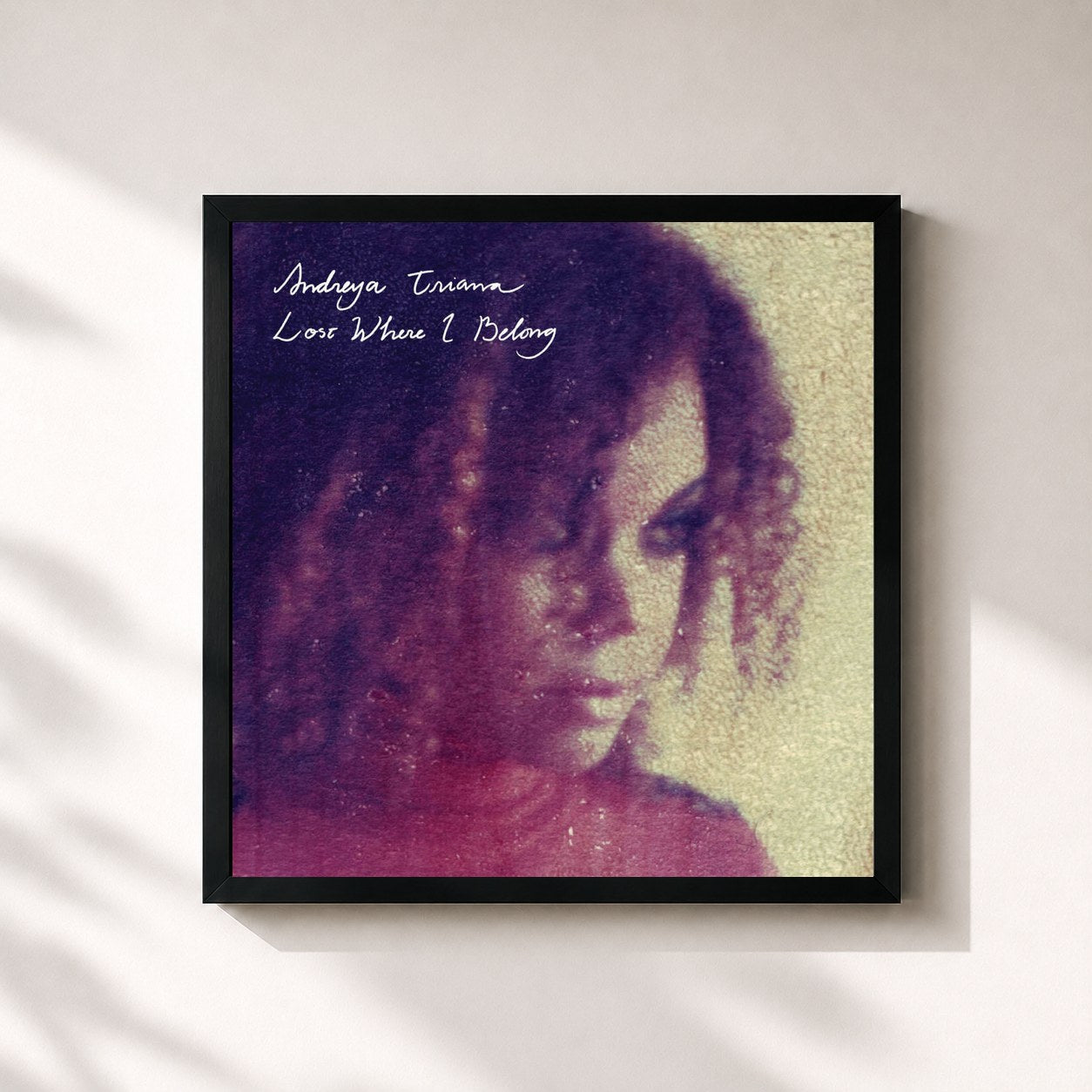 #noir Tableau carré de l'album Lost Where I Belong de Andreya Triana, cadre noir 32x32 cm