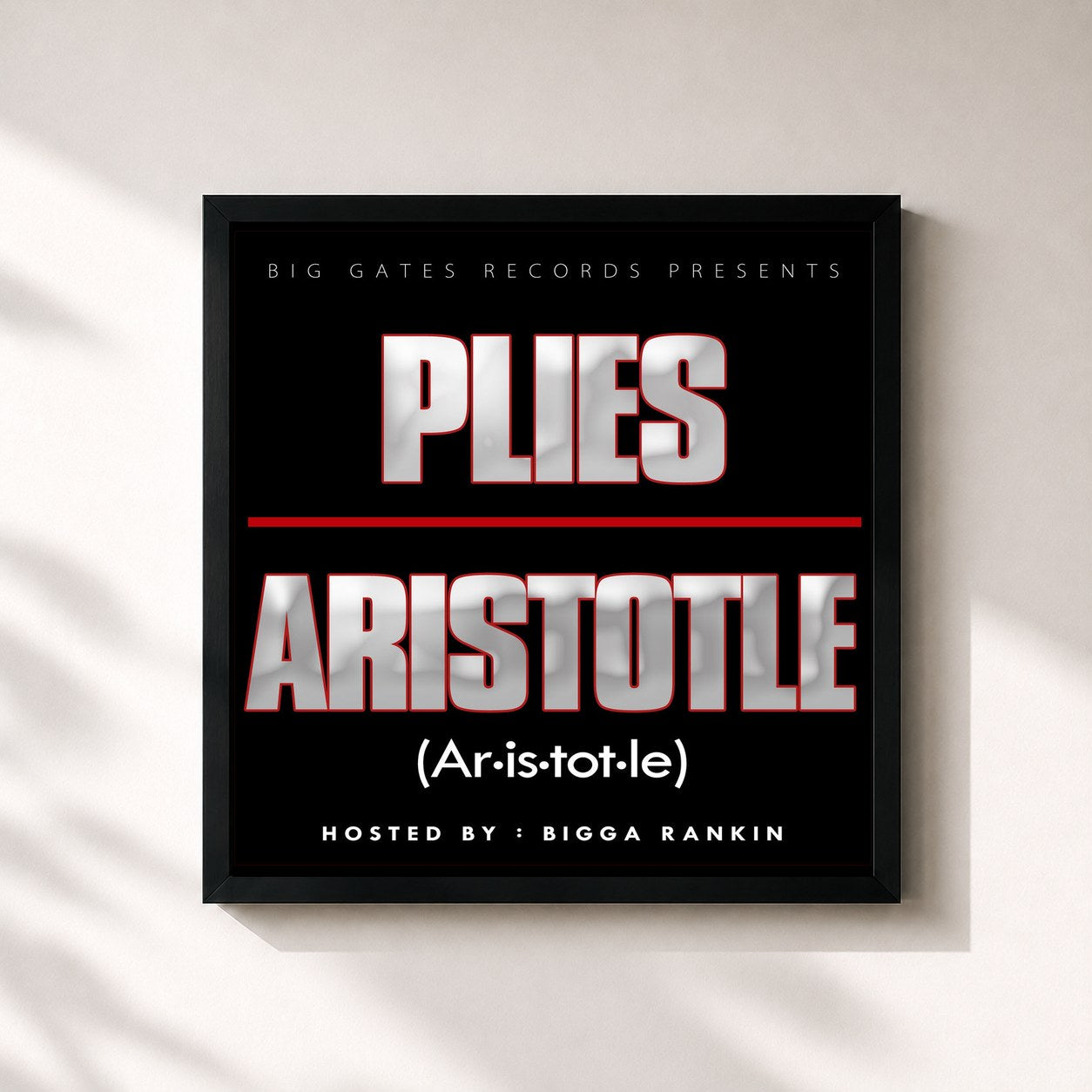 #noir Tableau carré de l'album Aristotle de Plies, cadre noir 32x32 cm