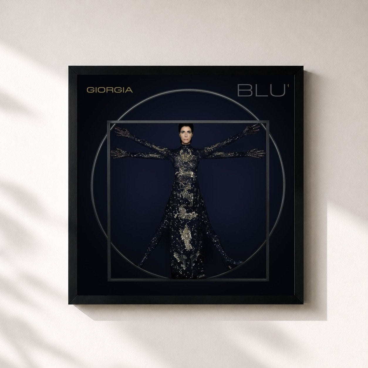 #noir Tableau carré de l'album BLU¹ de Giorgia, cadre noir 32x32 cm