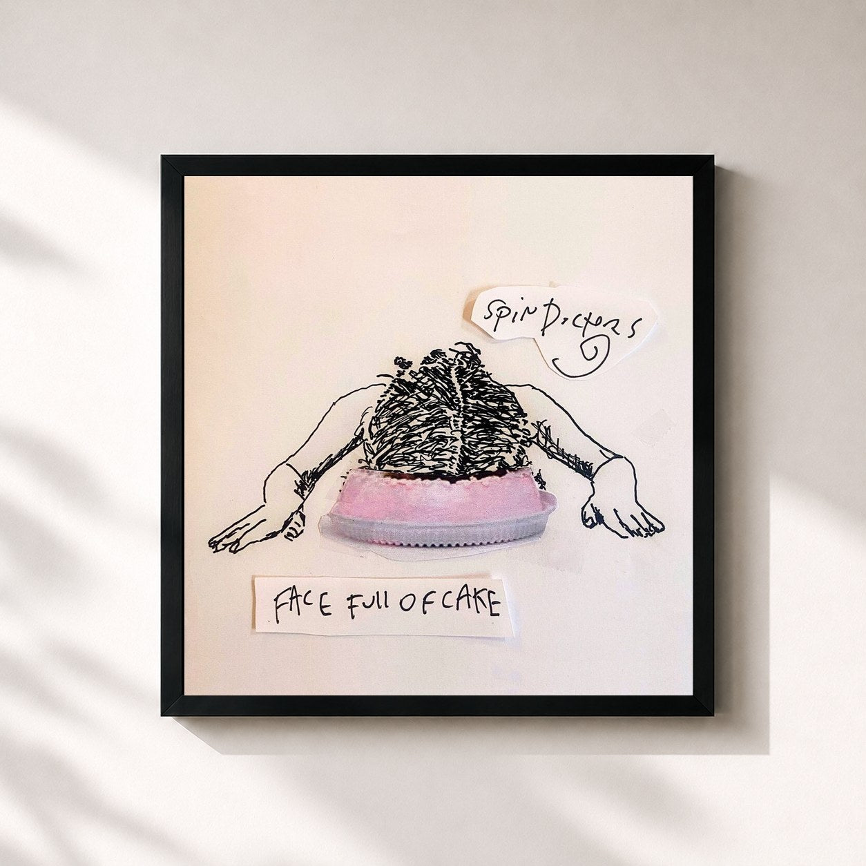#noir Tableau carré de l'album Face Full Of Cake de Spin Doctors, cadre noir 32x32 cm