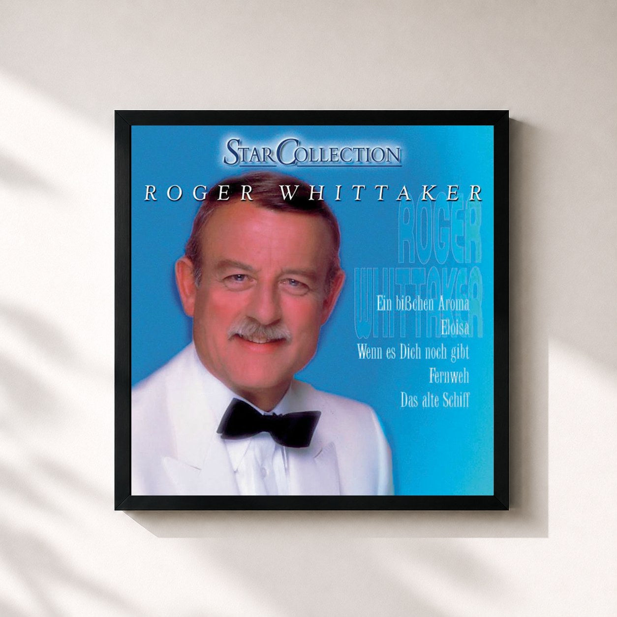#noir Tableau carré de l'album Roger Whittaker de Roger Whittaker, cadre noir 32x32 cm