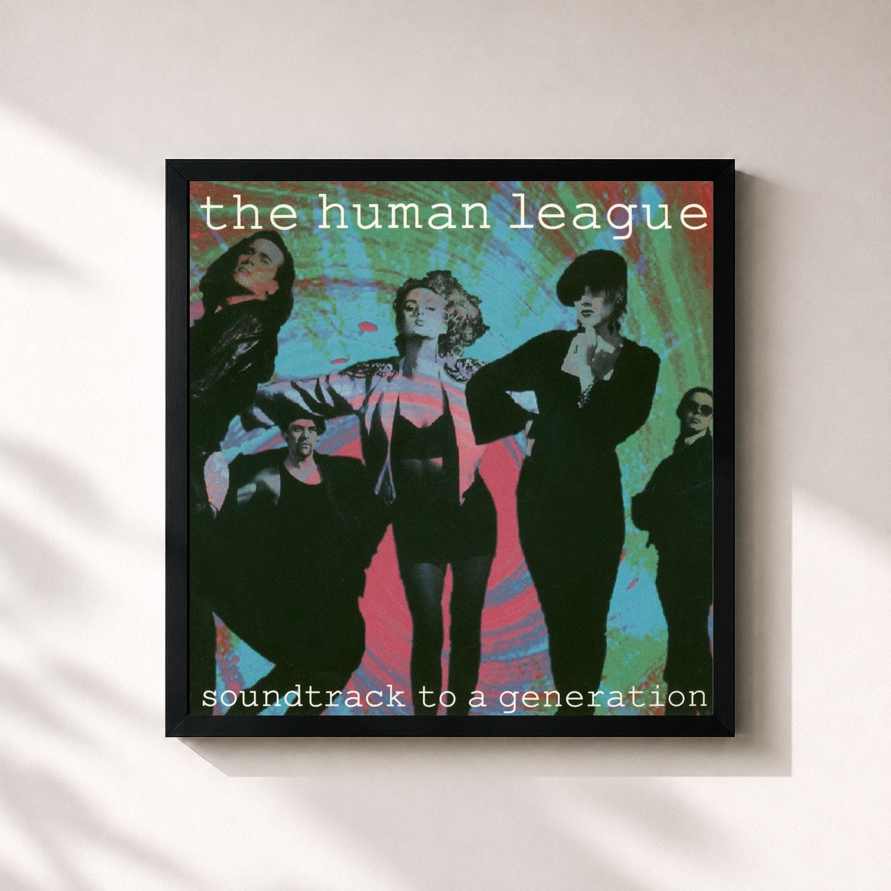 #noir Tableau carré de l'album Soundtrack To A Generation de The Human League, cadre noir 32x32 cm