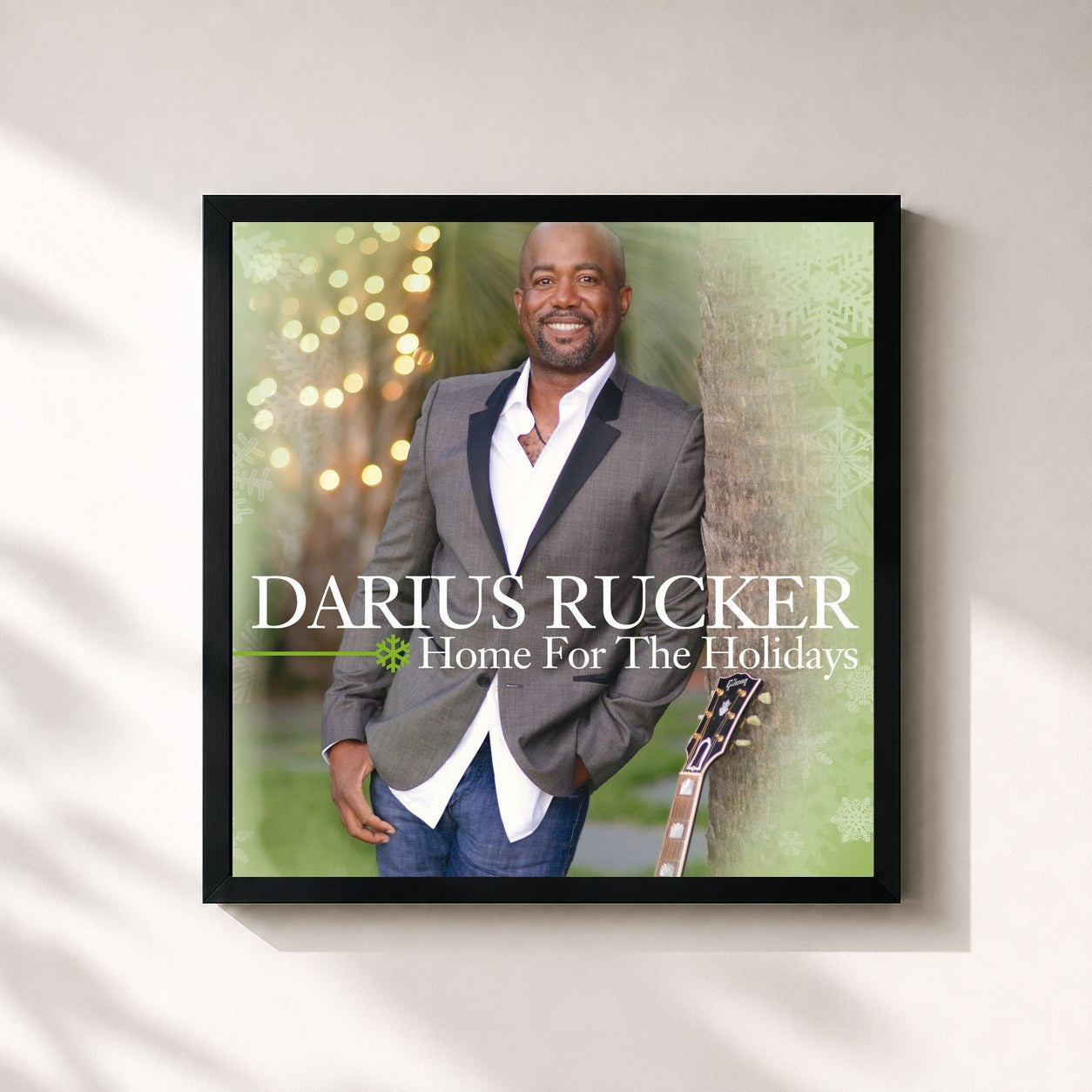 #noir Tableau carré de l'album Home For The Holidays de Darius Rucker, cadre noir 32x32 cm