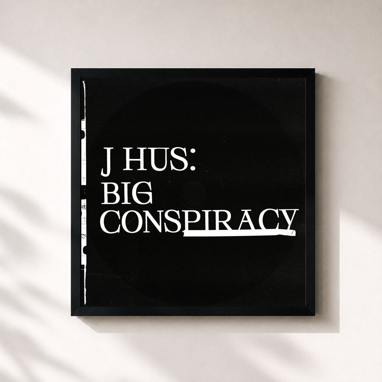 #noir Tableau carré de l'album Big Conspiracy de J Hus, cadre noir 32x32 cm