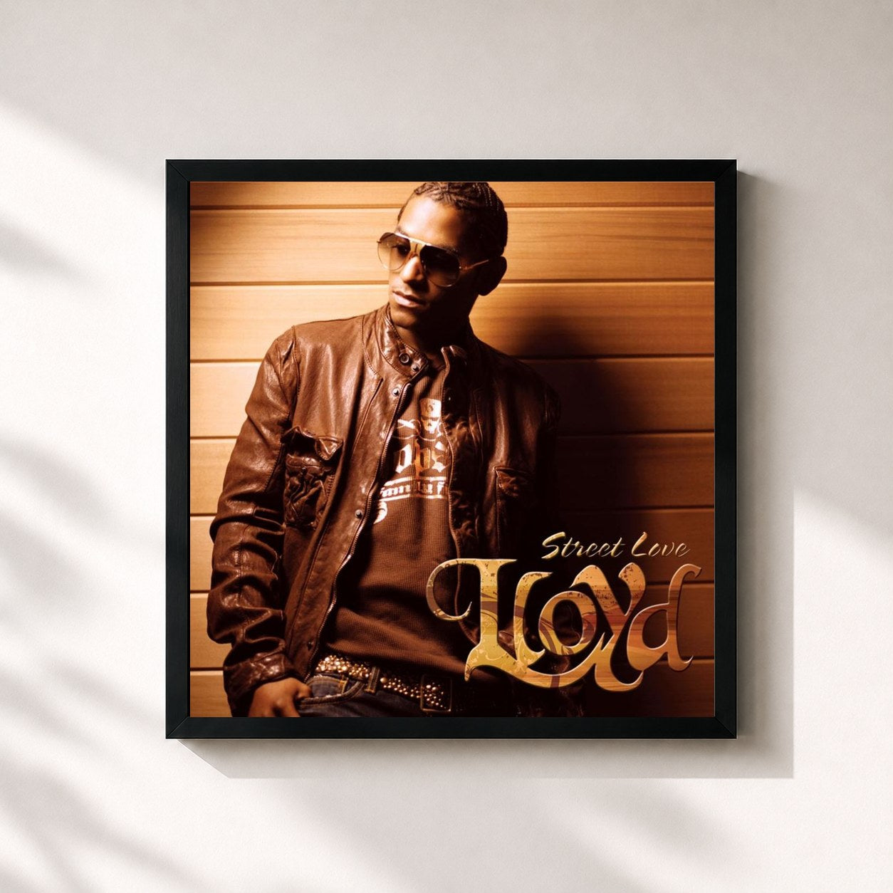 #noir Tableau carré de l'album Street Love de Lloyd, cadre noir 32x32 cm