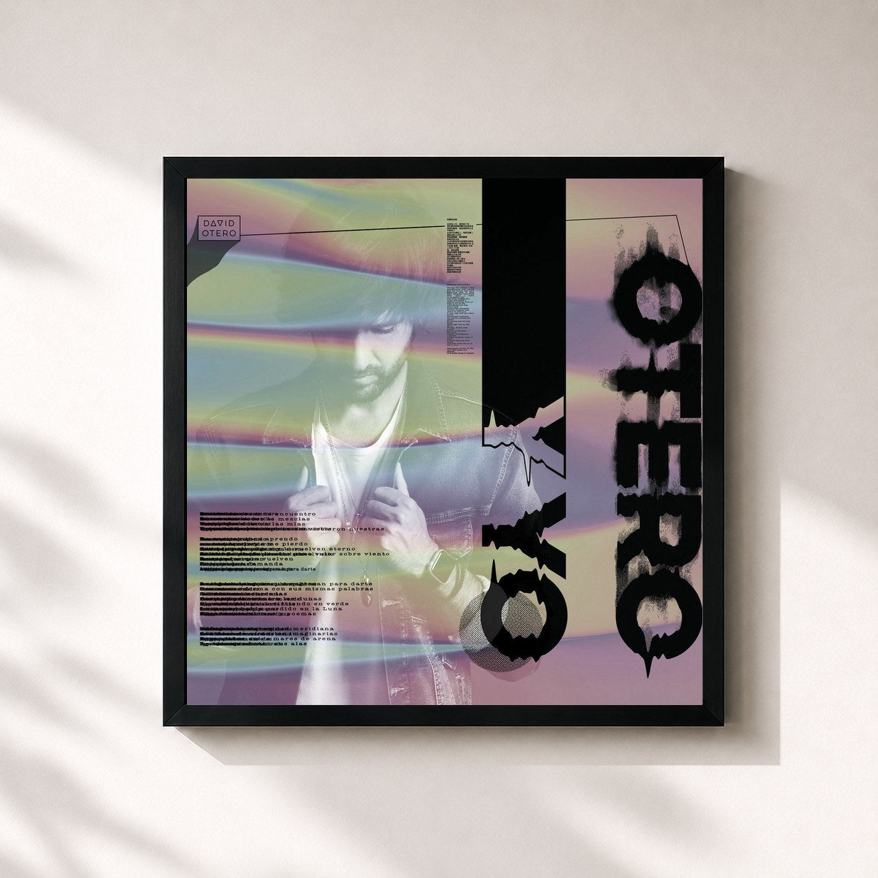 #noir Tableau carré de l'album Otero y Yo de David Otero, cadre noir 32x32 cm