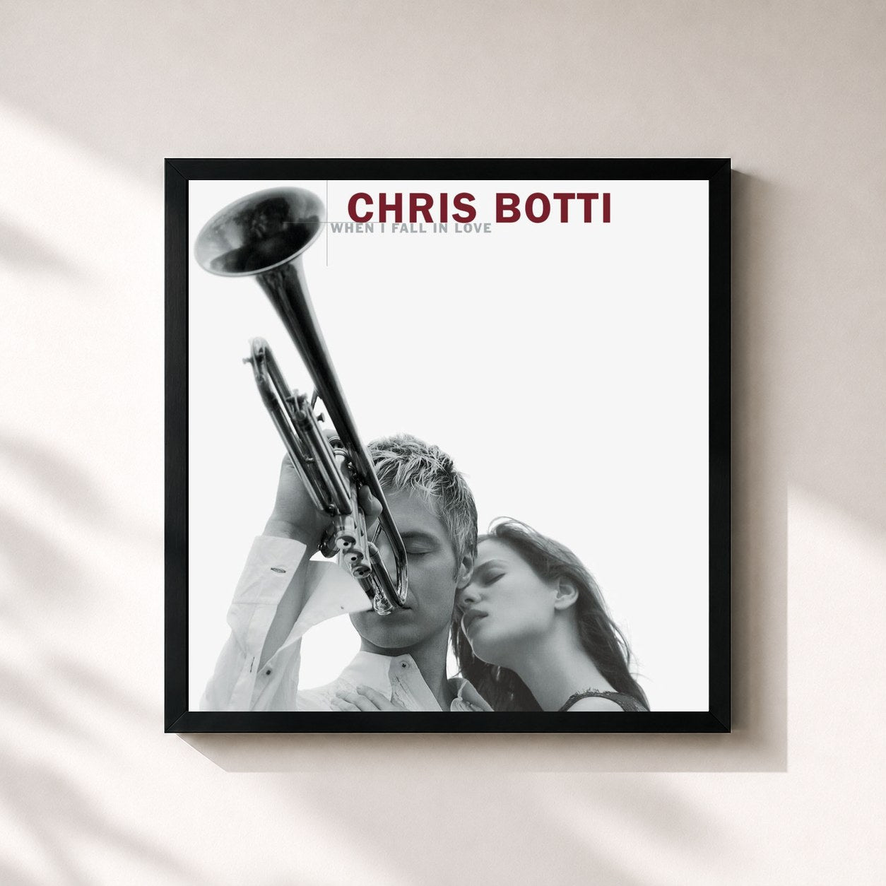 #noir Tableau carré de l'album When I Fall In Love de Chris Botti, cadre noir 32x32 cm