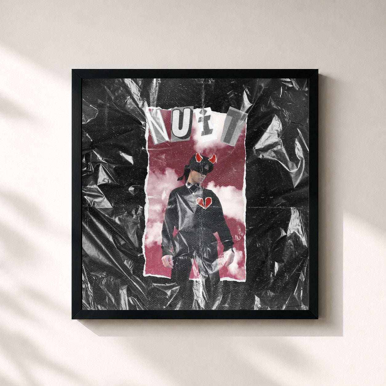#noir Tableau carré de l'album Monotonie d'hiver de Nuit Incolore, cadre noir 32x32 cm