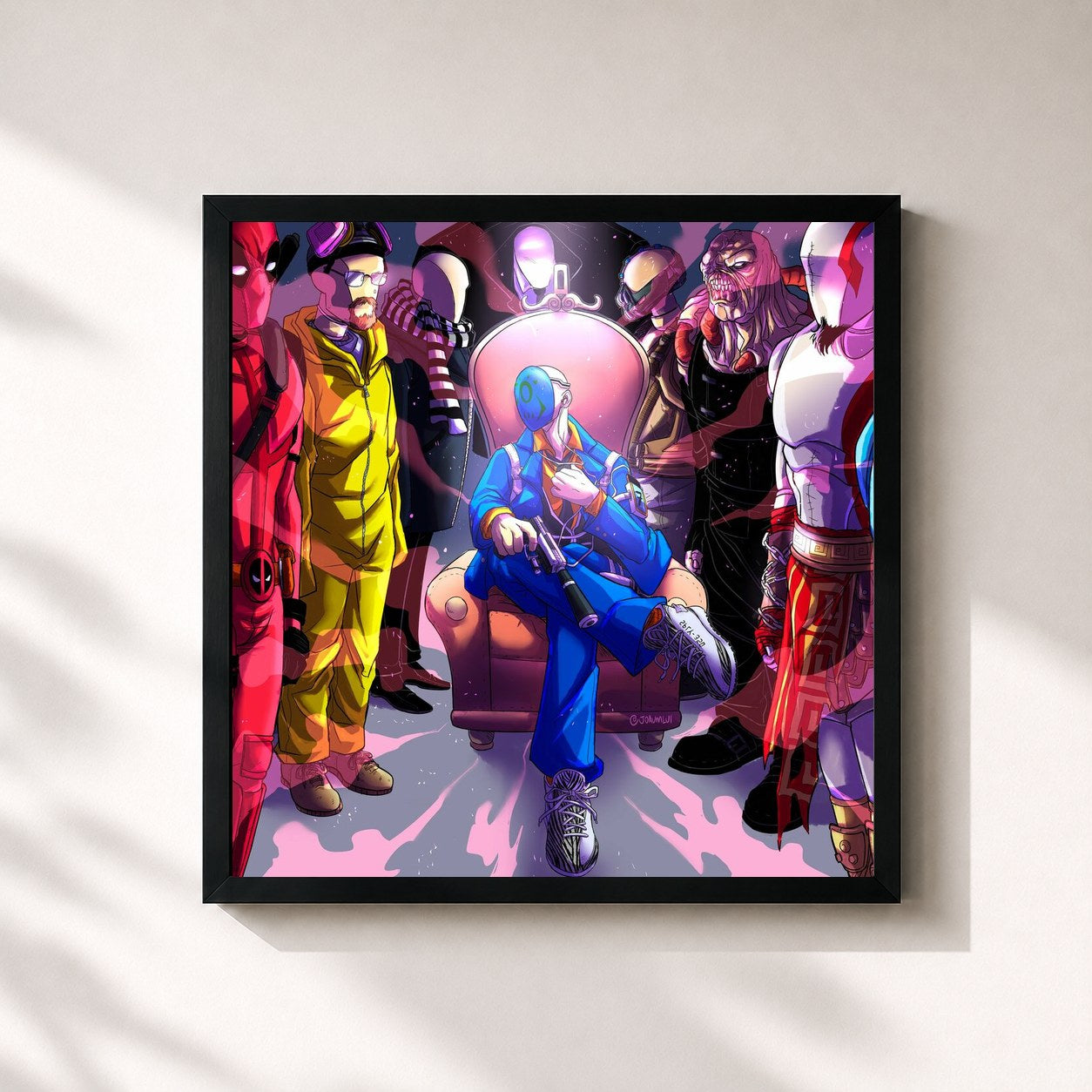 #noir Tableau carré de l'album Agente Zero de 7 Minutoz, cadre noir 32x32 cm