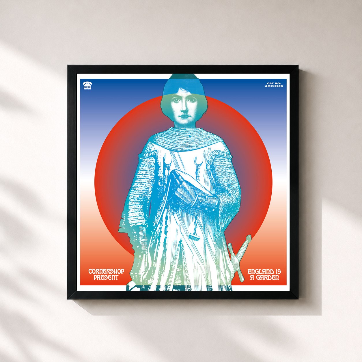#noir Tableau carré de l'album England is a Garden de Cornershop, cadre noir 32x32 cm