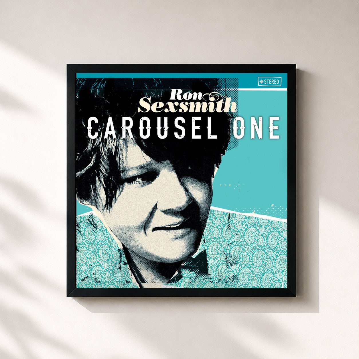 #noir Tableau carré de l'album Carousel One de Ron Sexsmith, cadre noir 32x32 cm