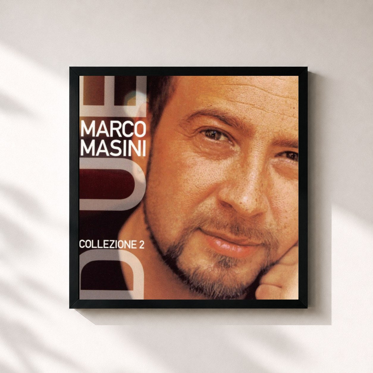 #noir Tableau carré de l'album Collezione 2 de Marco Masini, cadre noir 32x32 cm