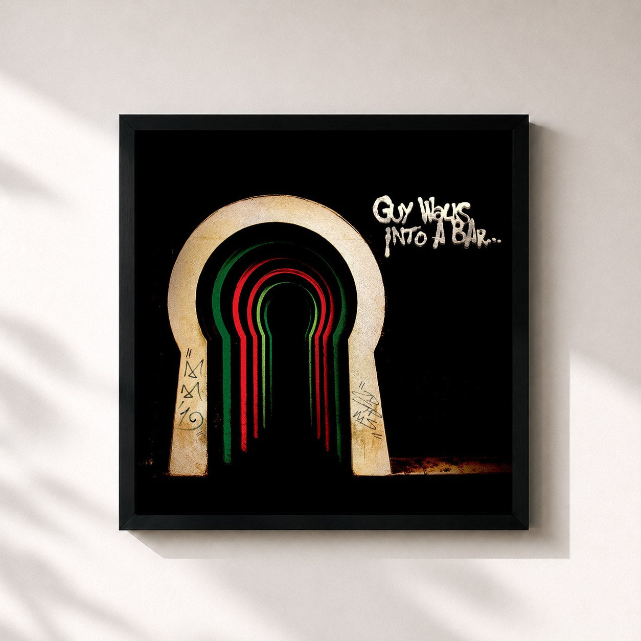 #noir Tableau carré de l'album Guy Walks Into A Bar… de Mini Mansions, cadre noir 32x32 cm