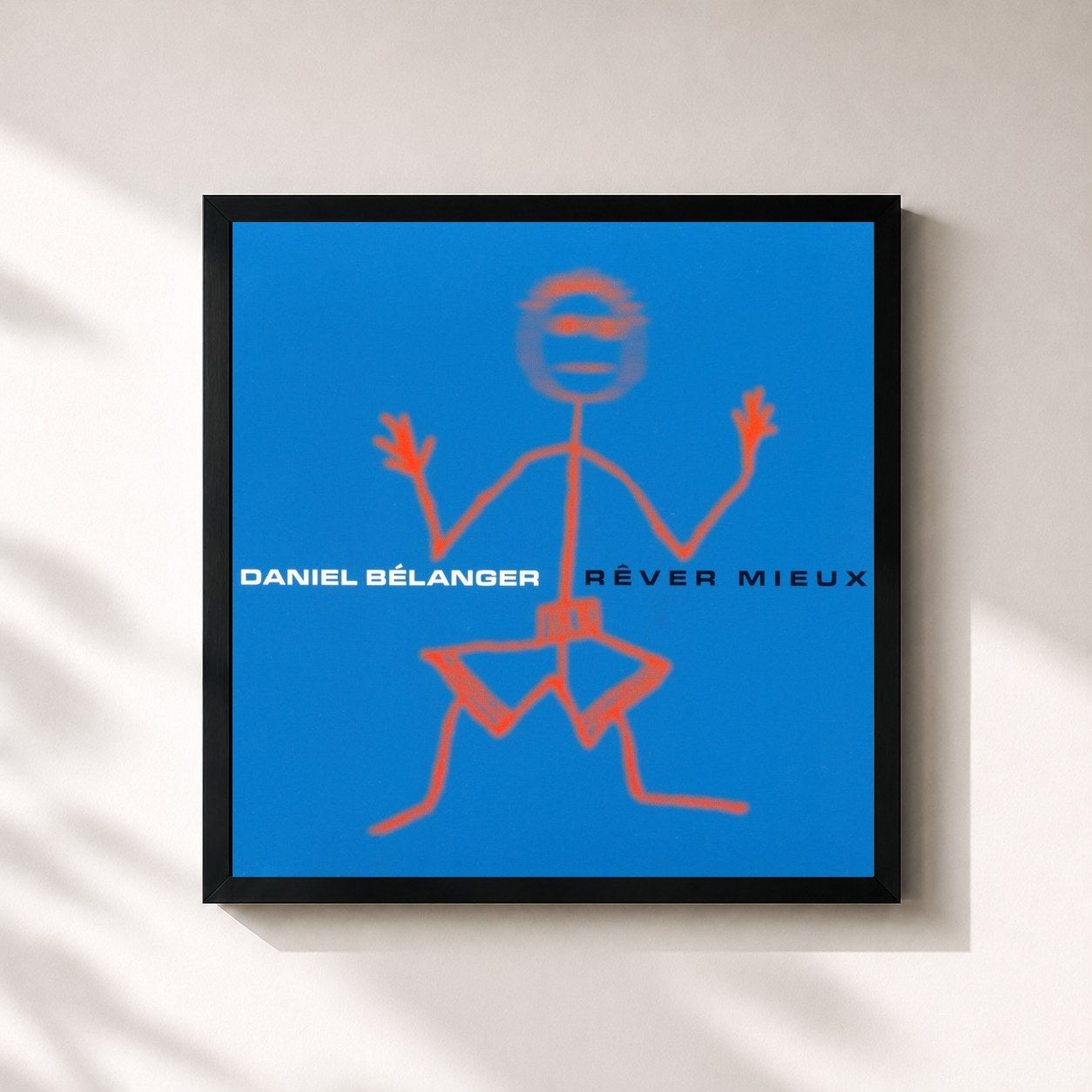 #noir Tableau carré de l'album Rêver Mieux de Daniel Bélanger, cadre noir 32x32 cm